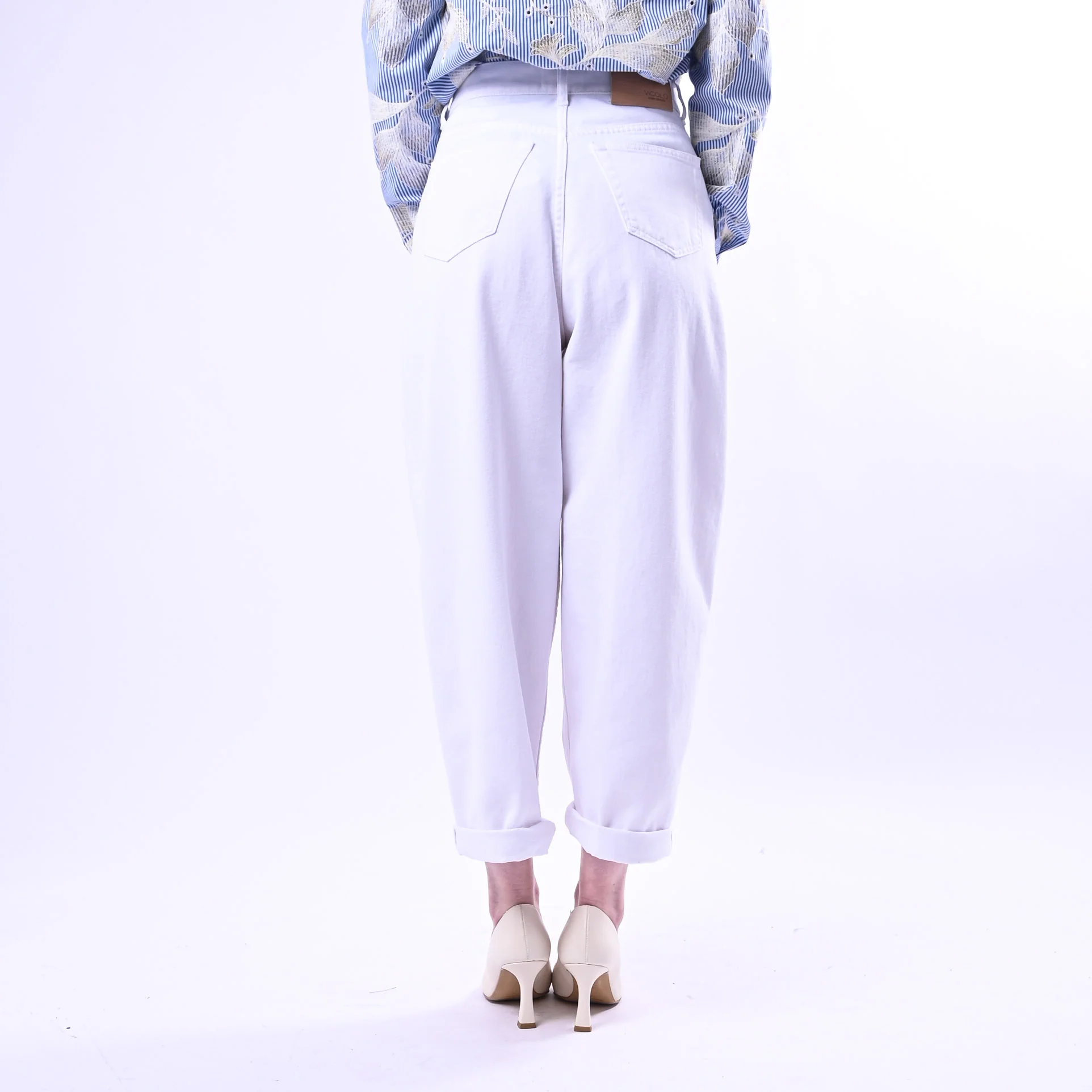 VICOLO - PANTALONE LAILA BALLOON ART.DAB5225 - BULL DENIM BIANCO - Image 4