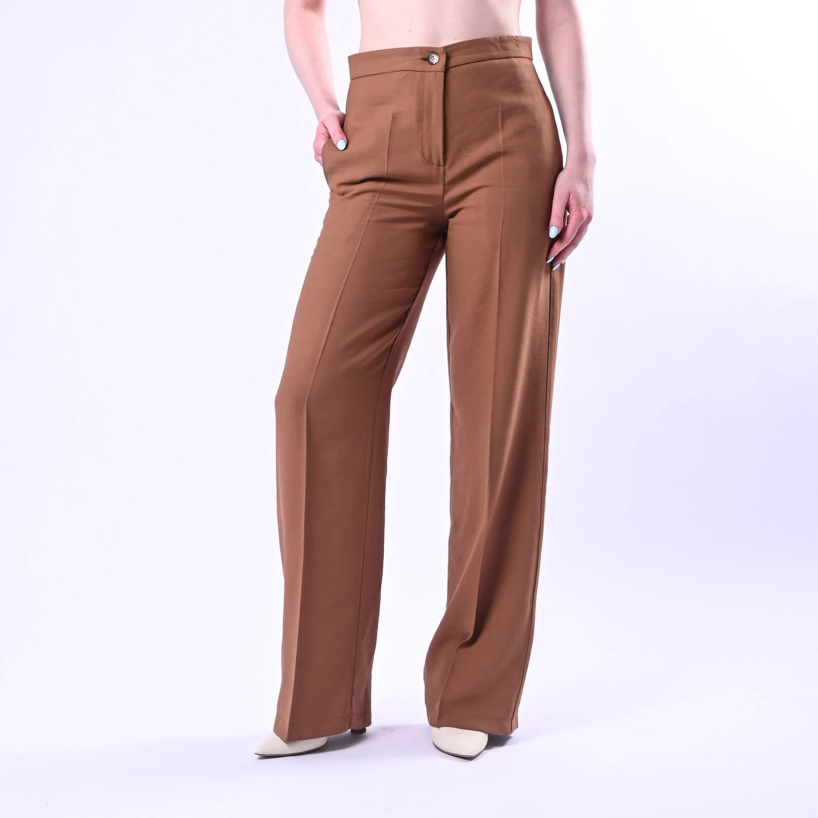 VICOLO - PANTALONE PALAZZO IN VISCOSA ART.TAB1933/T - TABACCO