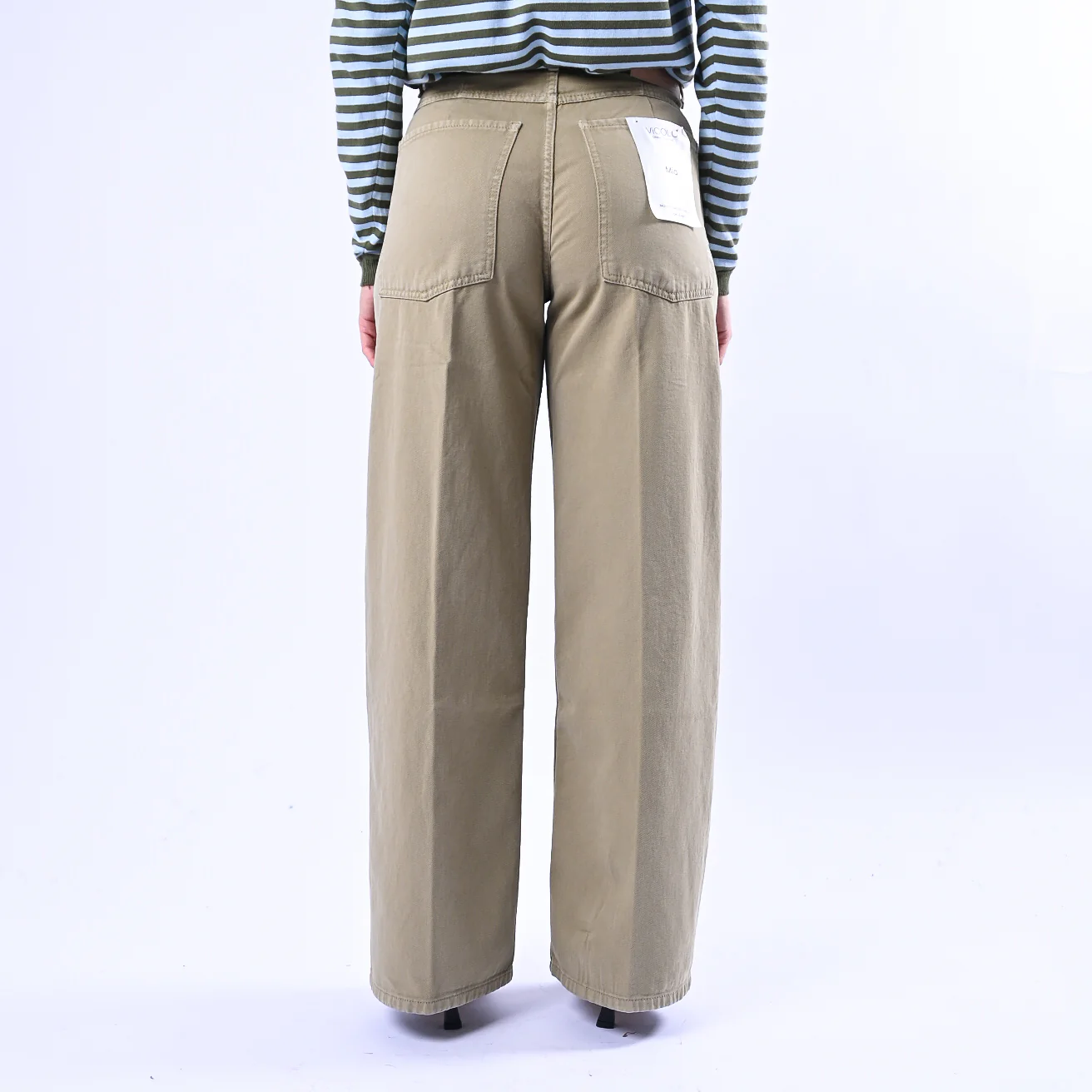 VICOLO - PANTALONE PALAZZO MIA IN BULL DENIM ART.DAB5148 - VERDE - Image 4
