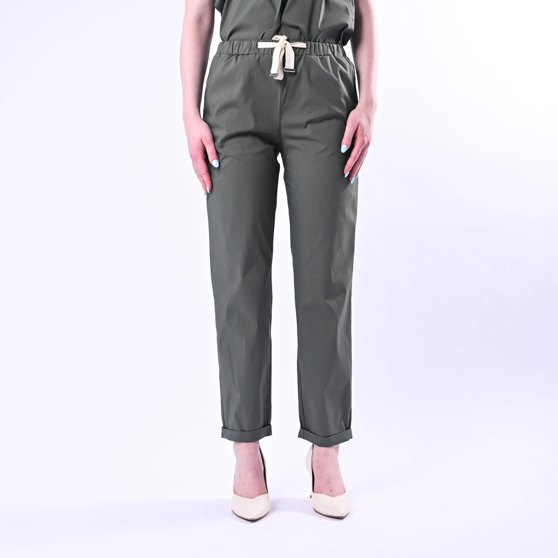 VICOLO - PANTALONE POPELINE CON COULISSE ART.TAB1761/M - MILITARE - Image 2