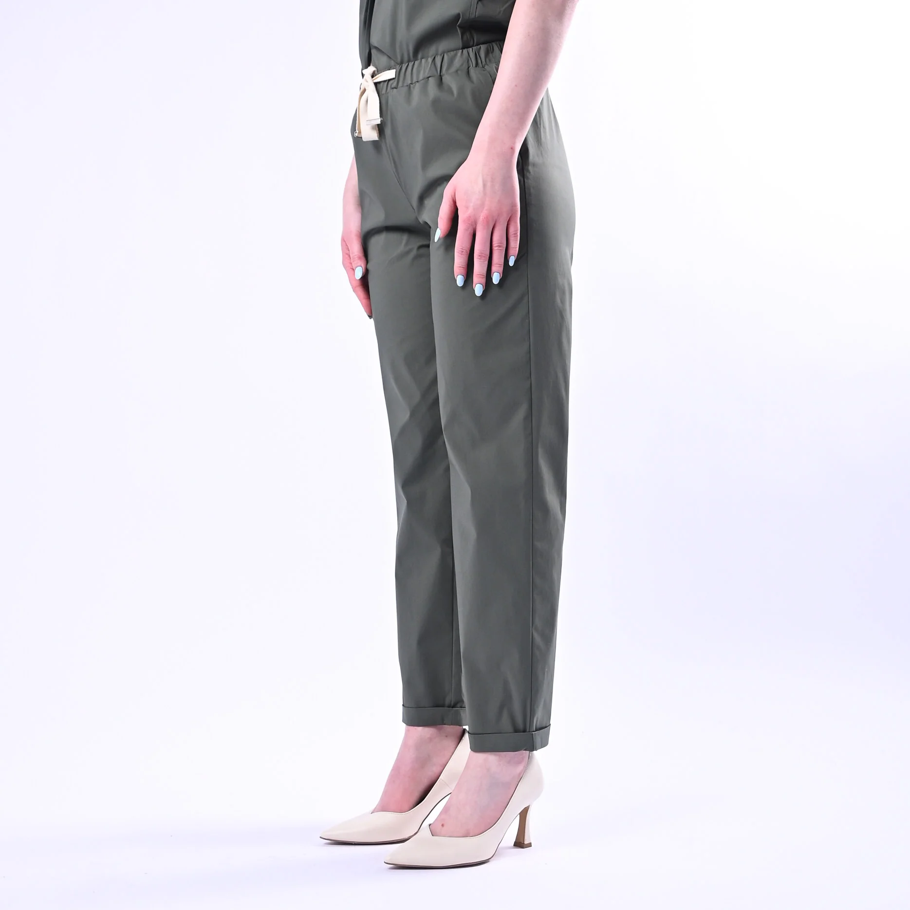 VICOLO - PANTALONE POPELINE CON COULISSE ART.TAB1761/M - MILITARE - Image 3