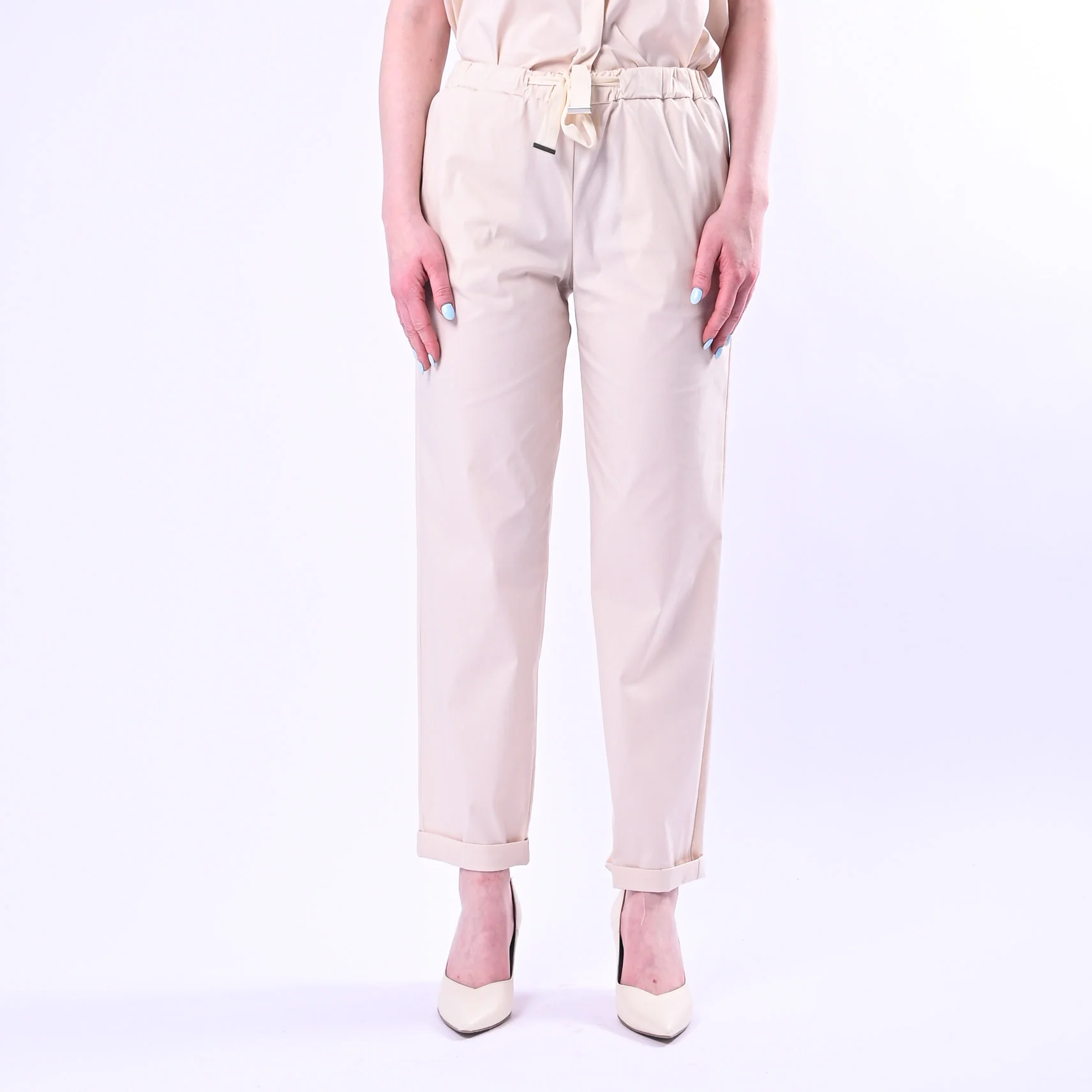 VICOLO - PANTALONE POPELINE CON COULISSE ART.TAB1761/V - VANIGLIA - Image 2
