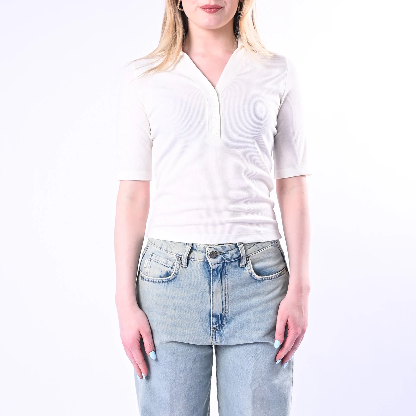 VICOLO - POLO A COSTINE SLIM ART.UAB0318/N - NATURALE - Image 2