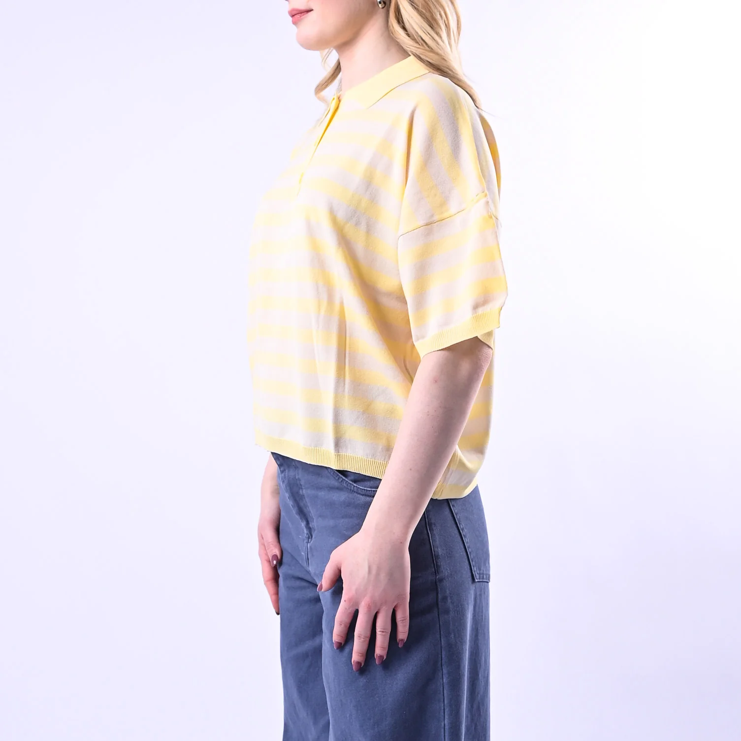 VICOLO - POLO IN MAGLIA A RIGHE ART.2AB2066 - GIALLO/BEIGE - Image 3