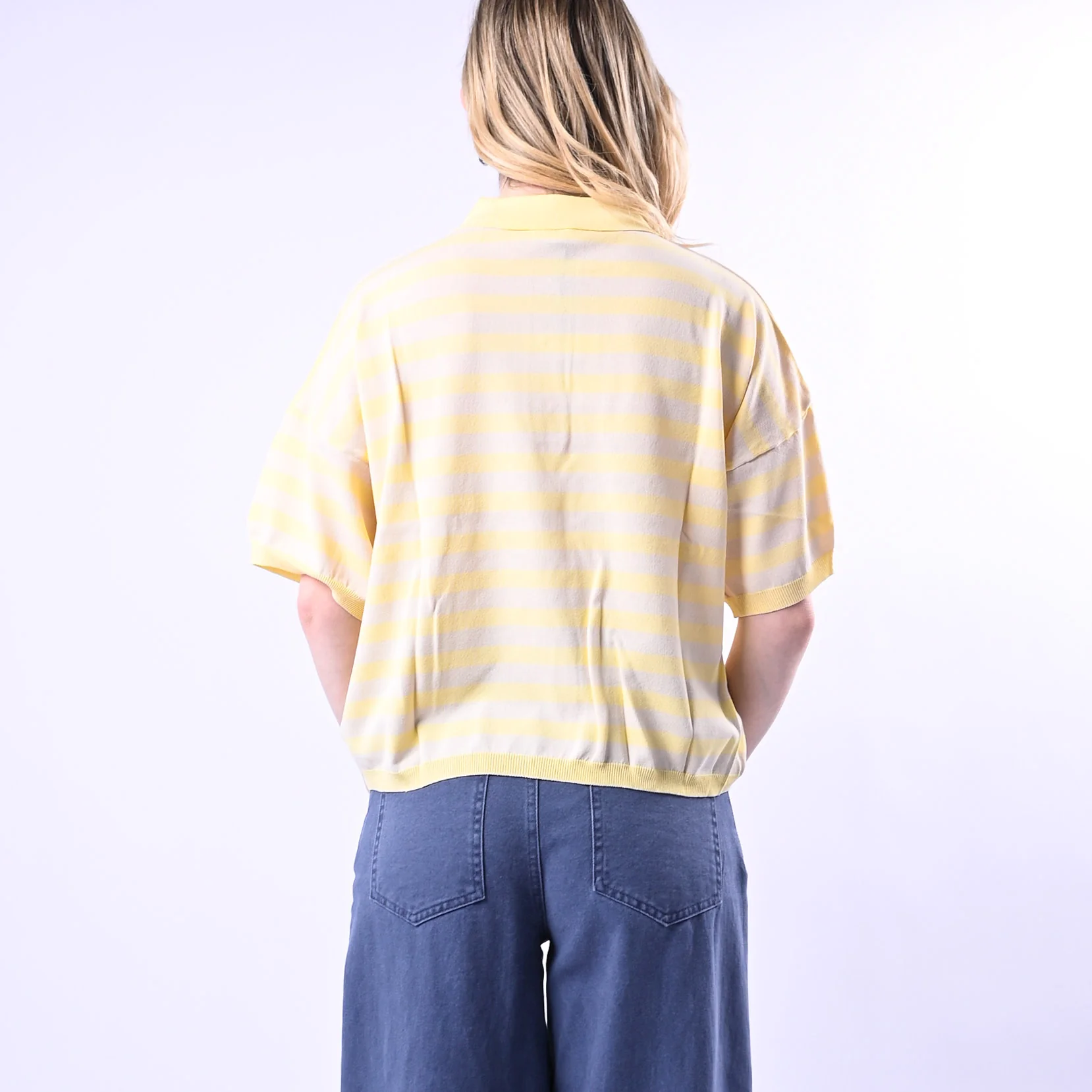 VICOLO - POLO IN MAGLIA A RIGHE ART.2AB2066 - GIALLO/BEIGE - Image 4