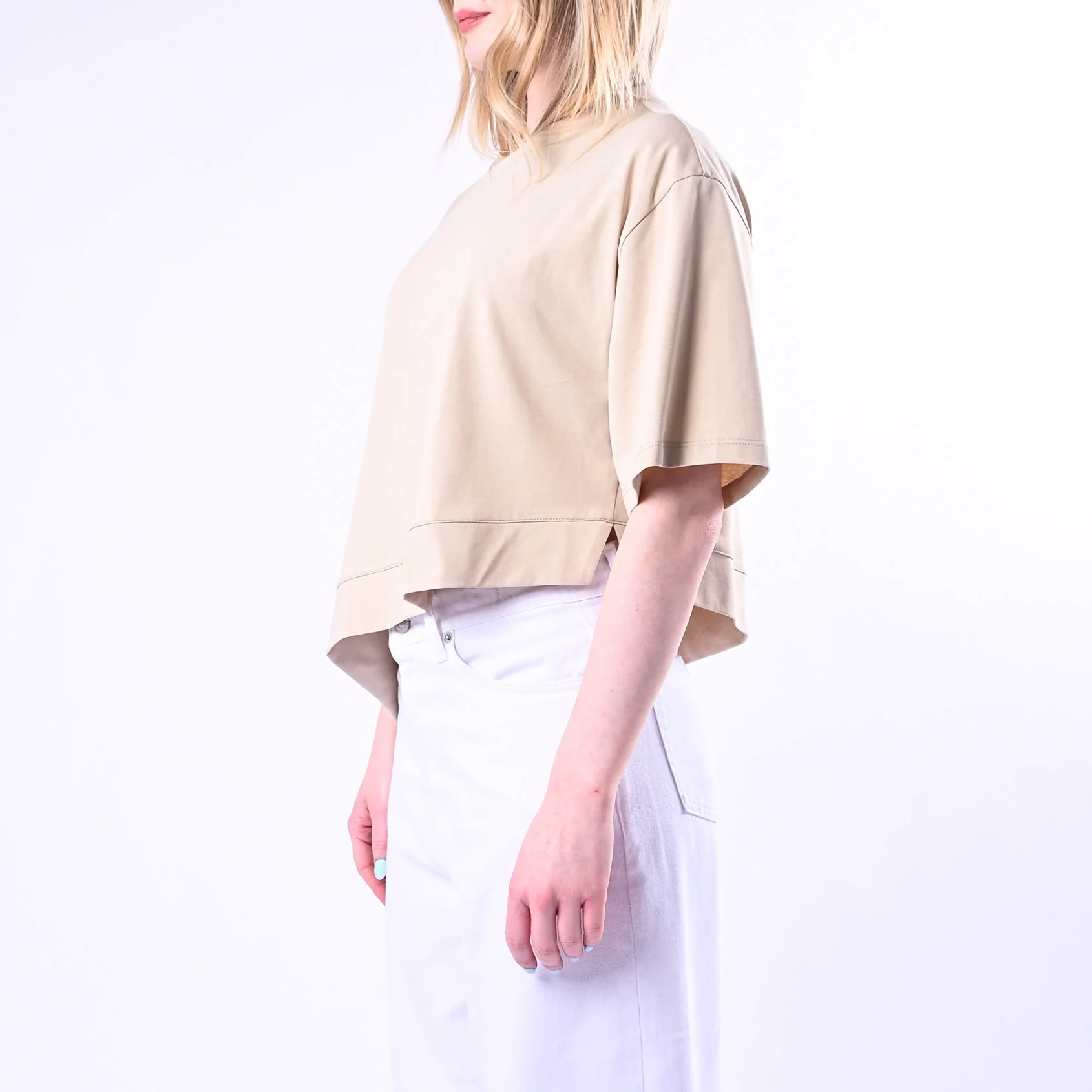VICOLO - T-SHIRT GIRCOLLO ASIMMETRICA ART.UAB0281/B - BEIGE - Image 3