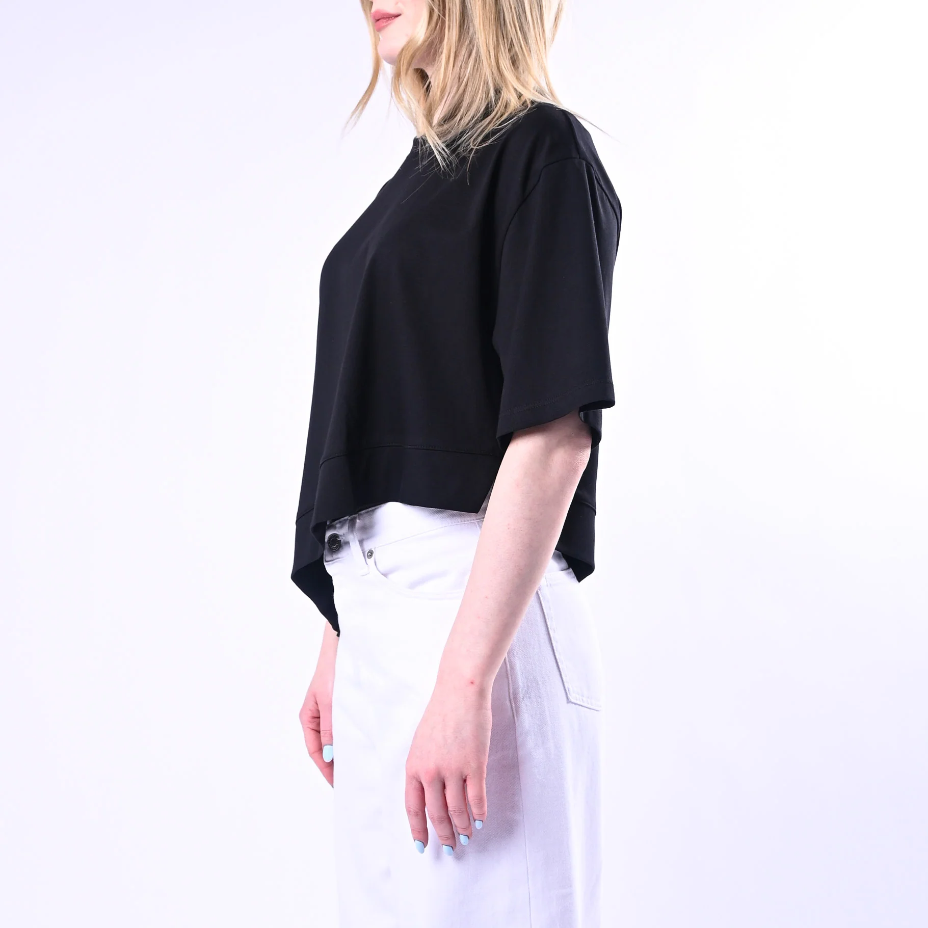 VICOLO - T-SHIRT GIRCOLLO ASIMMETRICA ART.UAB0281/N - NERO - Image 3