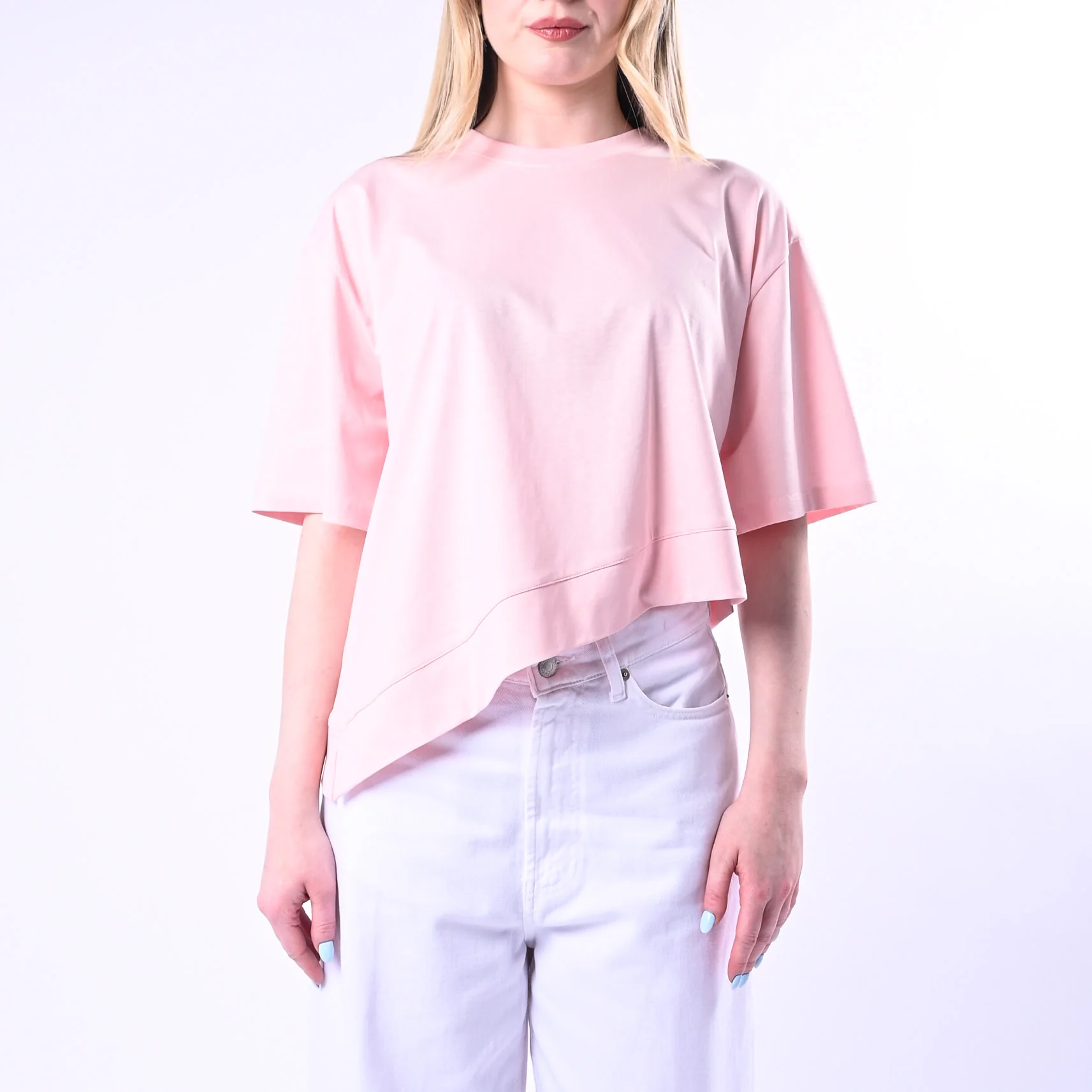 VICOLO - T-SHIRT GIRCOLLO ASIMMETRICA ART.UAB0281/R - ROSA - Image 2