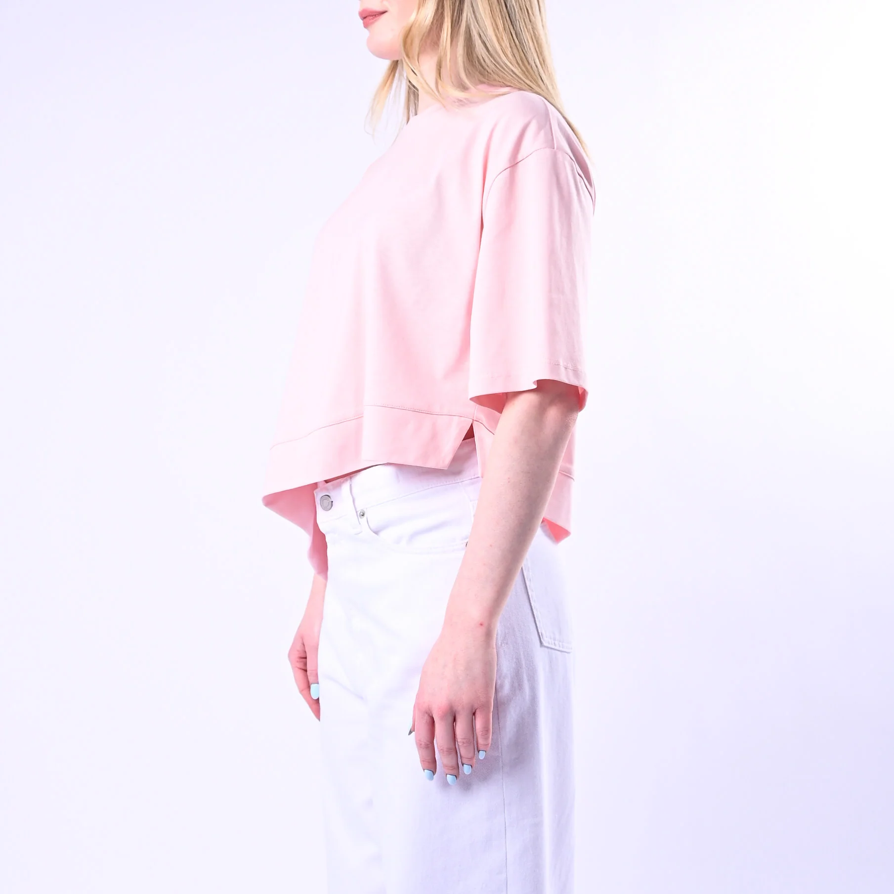VICOLO - T-SHIRT GIRCOLLO ASIMMETRICA ART.UAB0281/R - ROSA - Image 3