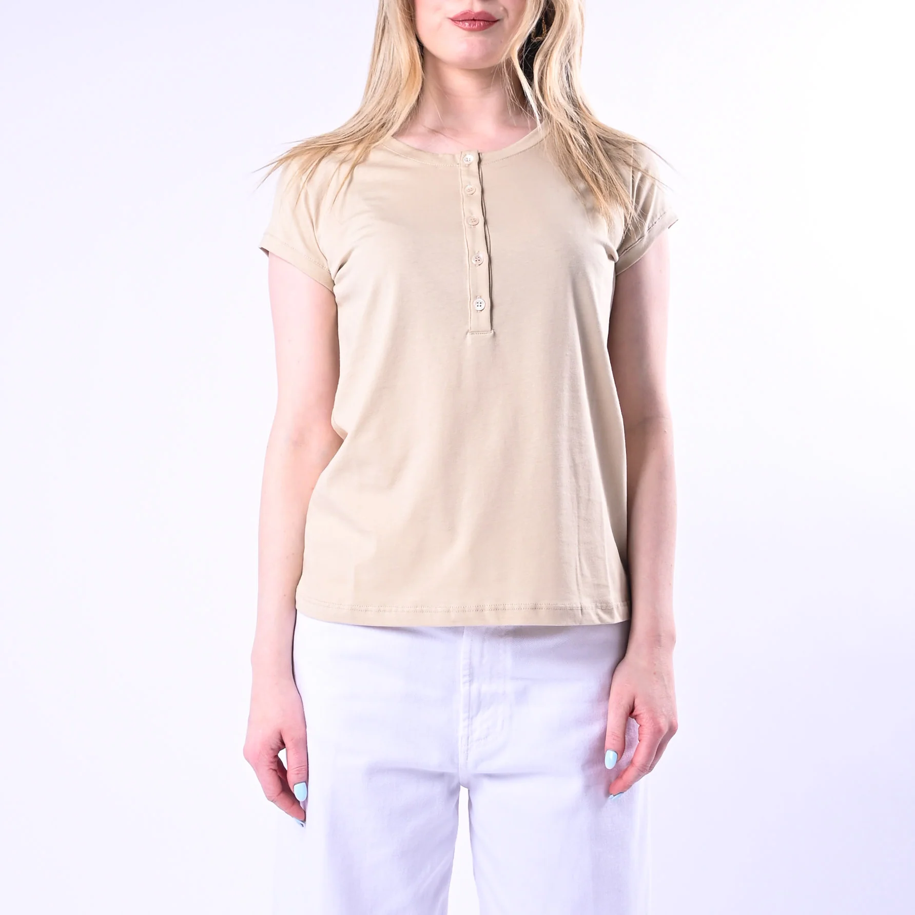 VICOLO - T-SHIRT SERAFINO MANICA CORTA ART.UAB0309/B - BEIGE - Image 2