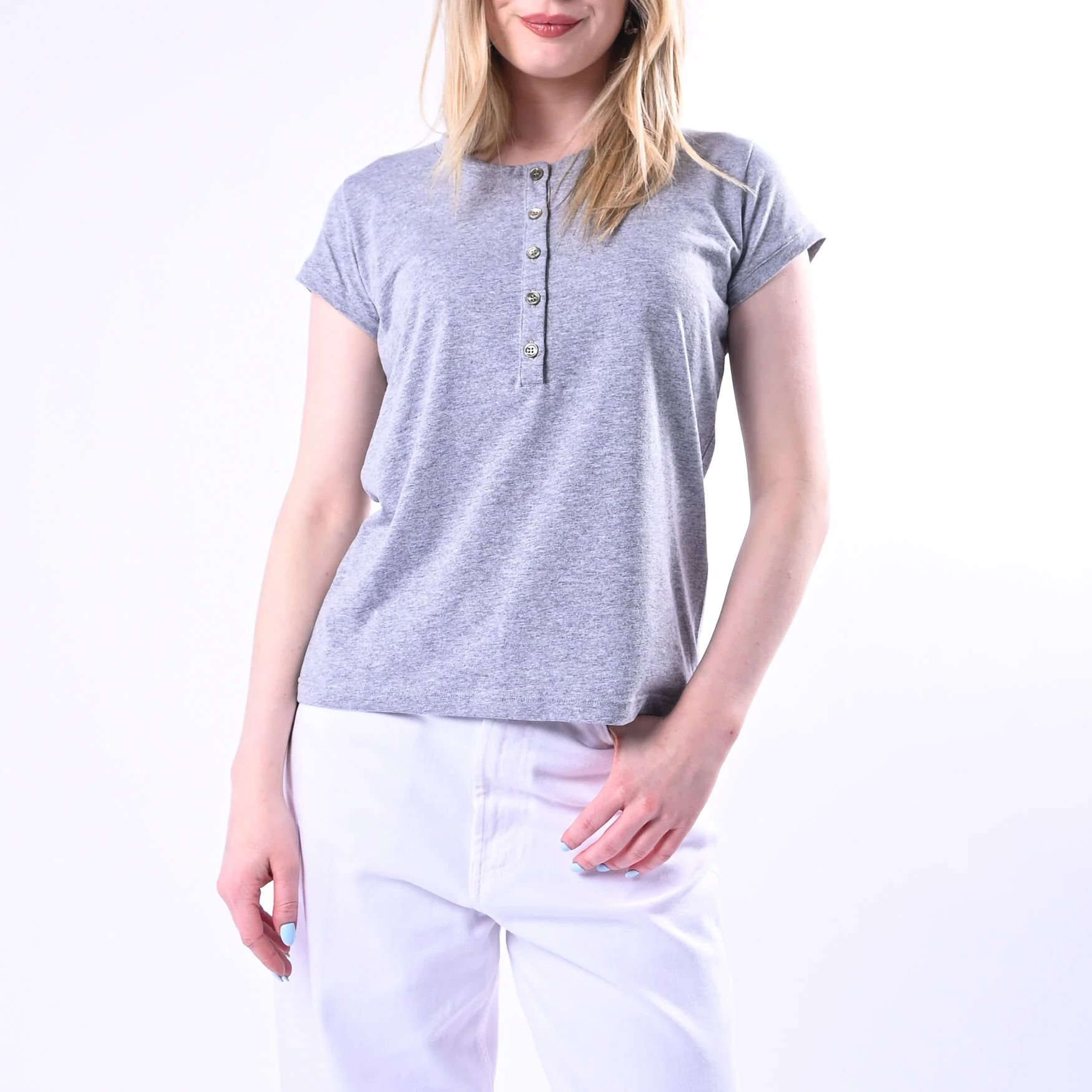 VICOLO - T-SHIRT SERAFINO MANICA CORTA ART.UAB0309/G - GRIGIO MELANGE