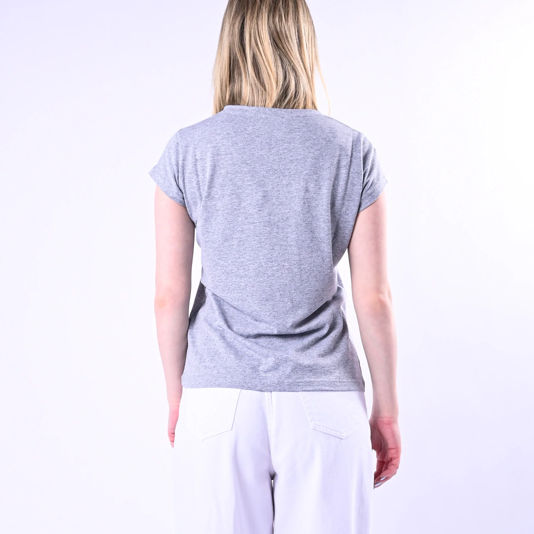 VICOLO - T-SHIRT SERAFINO MANICA CORTA ART.UAB0309/G - GRIGIO MELANGE - Image 4