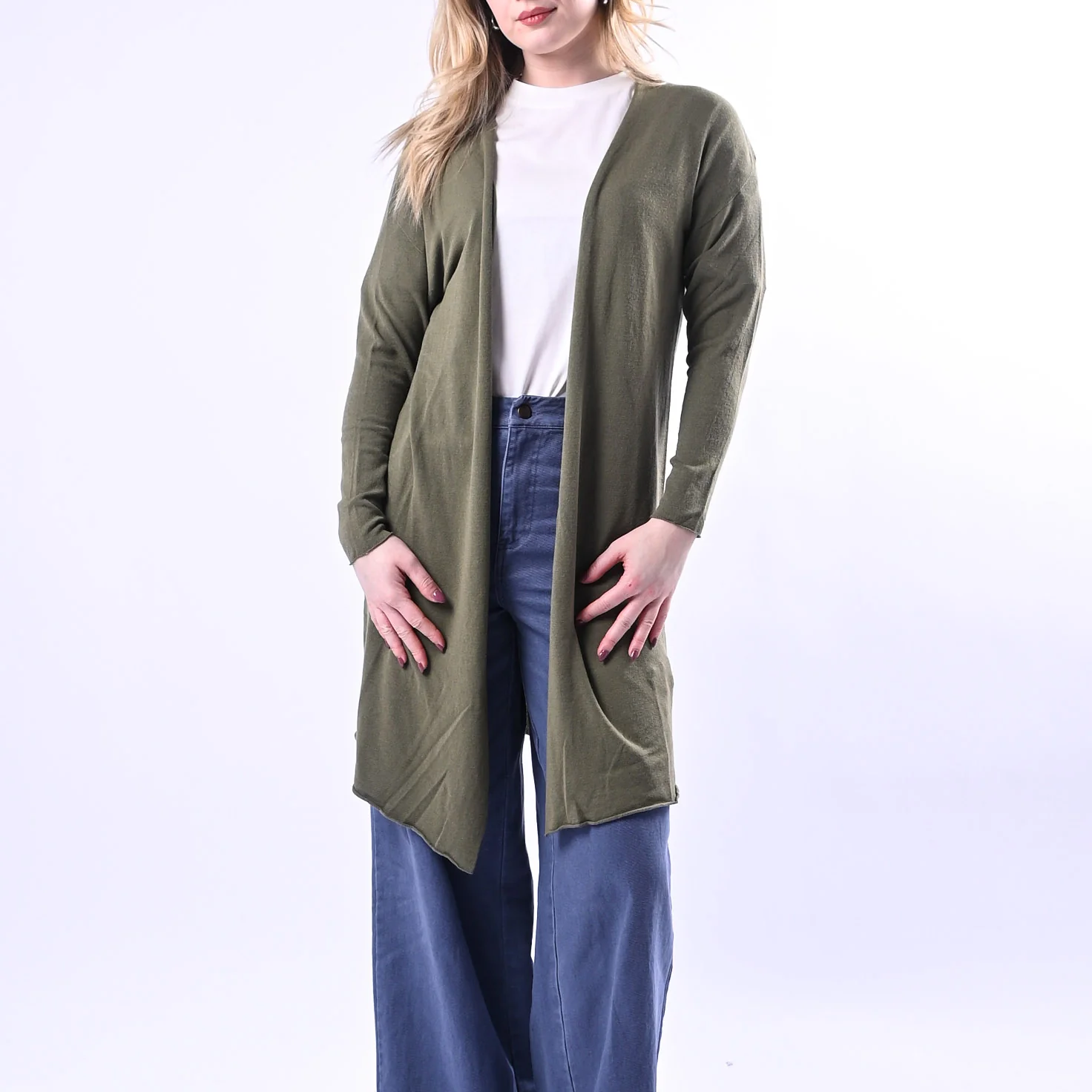 VICOOLO - CARDIGAN LUNGO IN VISCOSA ART.2AB2035 - VERDE