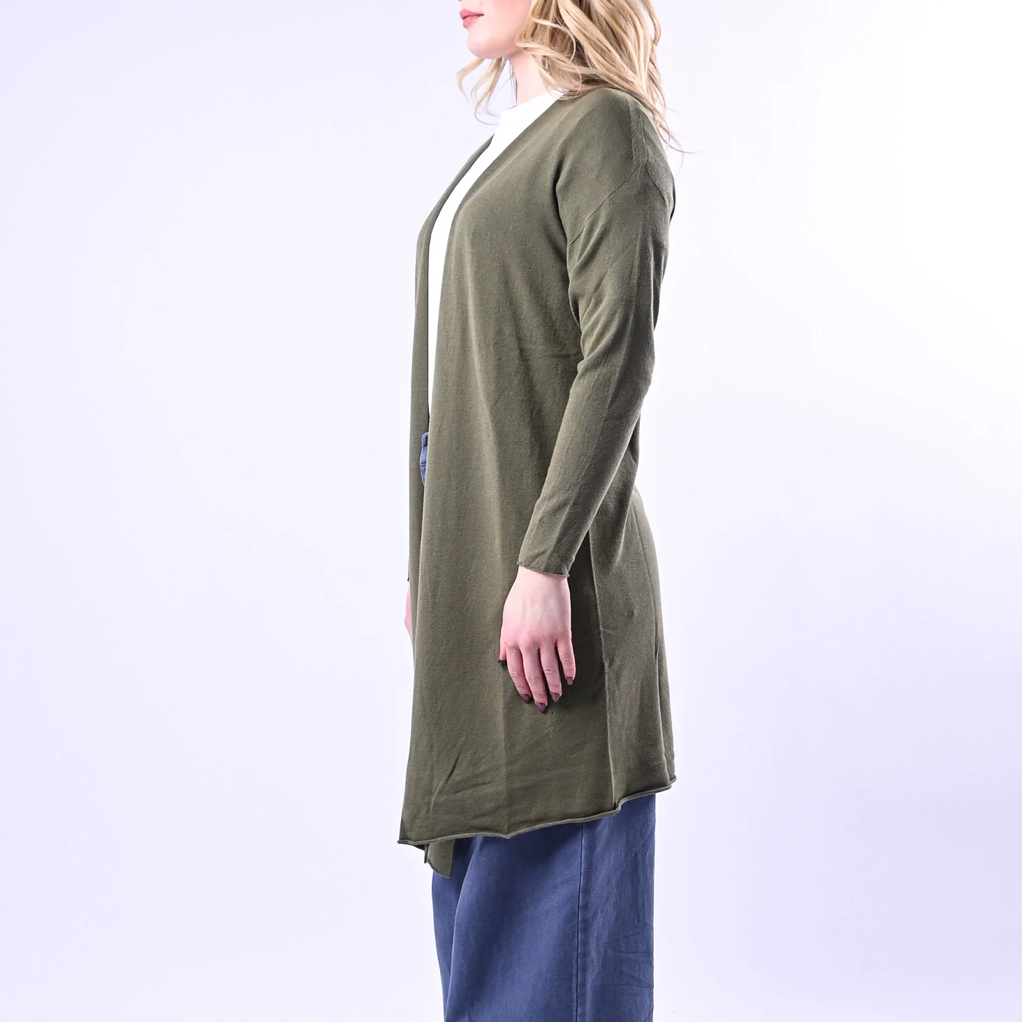 VICOOLO - CARDIGAN LUNGO IN VISCOSA ART.2AB2035 - VERDE - Image 3