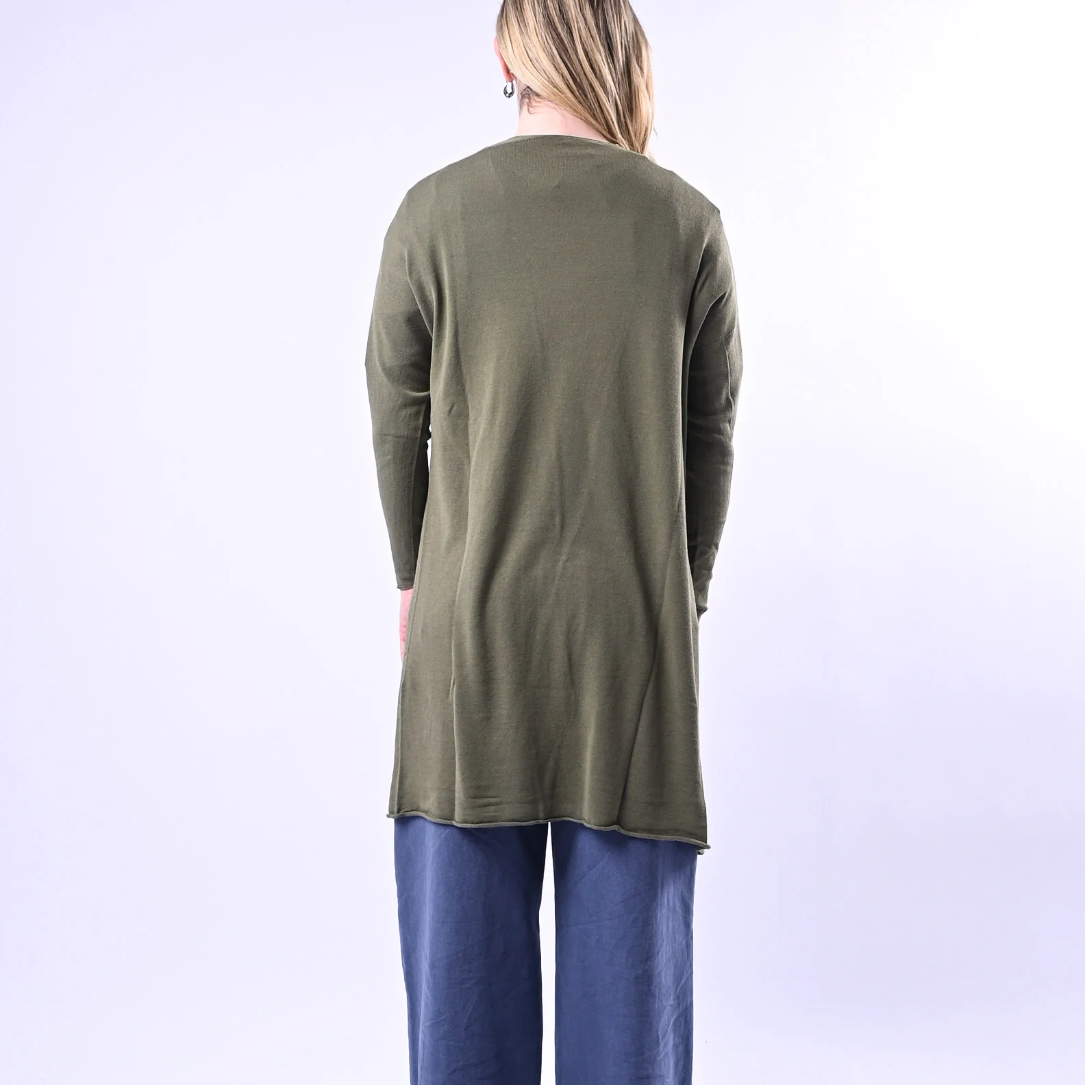 VICOOLO - CARDIGAN LUNGO IN VISCOSA ART.2AB2035 - VERDE - Image 4