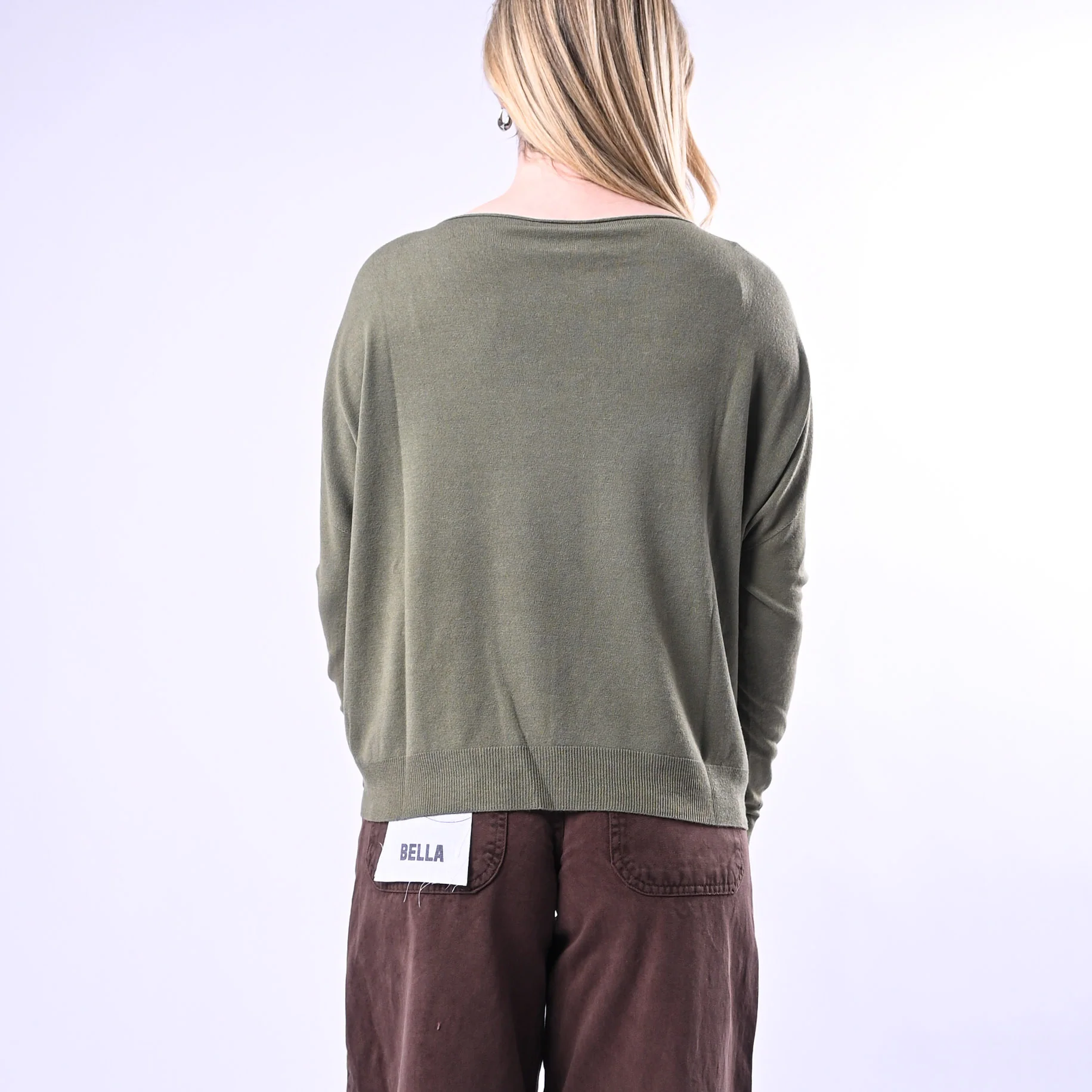 VICOOLO - MAGLIA BARCHETTA OVER IN VISCOSA ART.2AB2041 - VERDE - Image 3