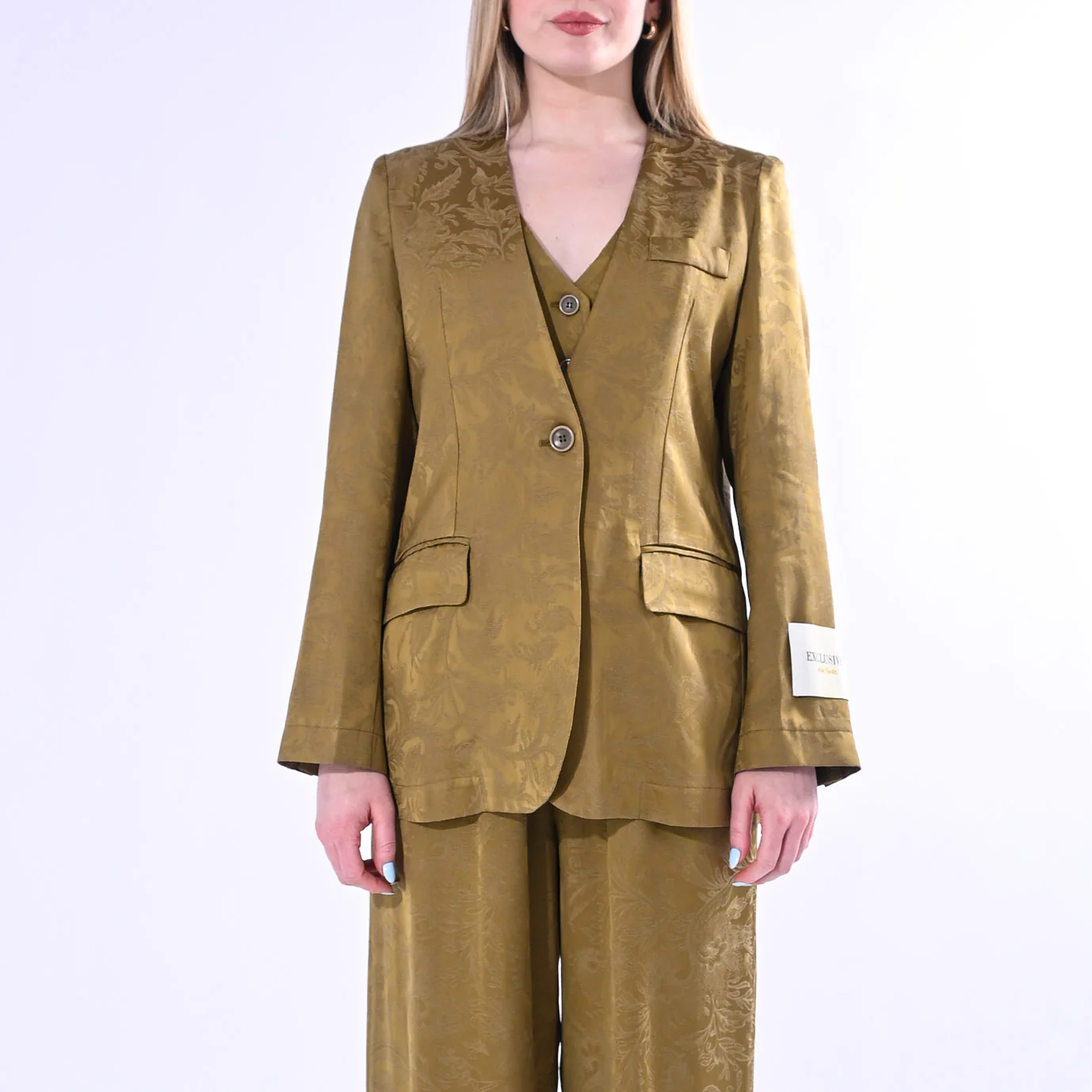WU'SIDE - GIACCA JAQUARD FLUIDA ART.26608/S - SENAPE - Image 3