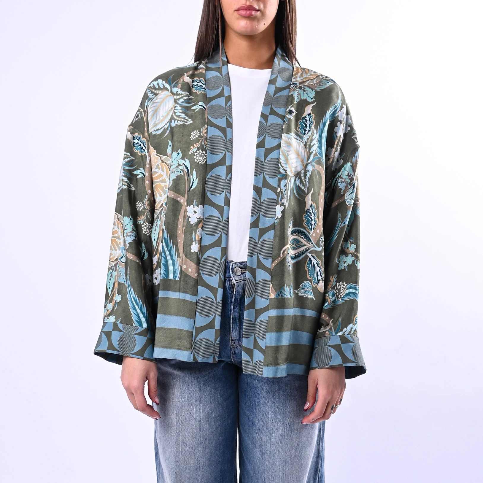WU'SIDE - GIACCA/KIMONO FANTASIA FLOREALE ART.26251 - VERDE - Image 2