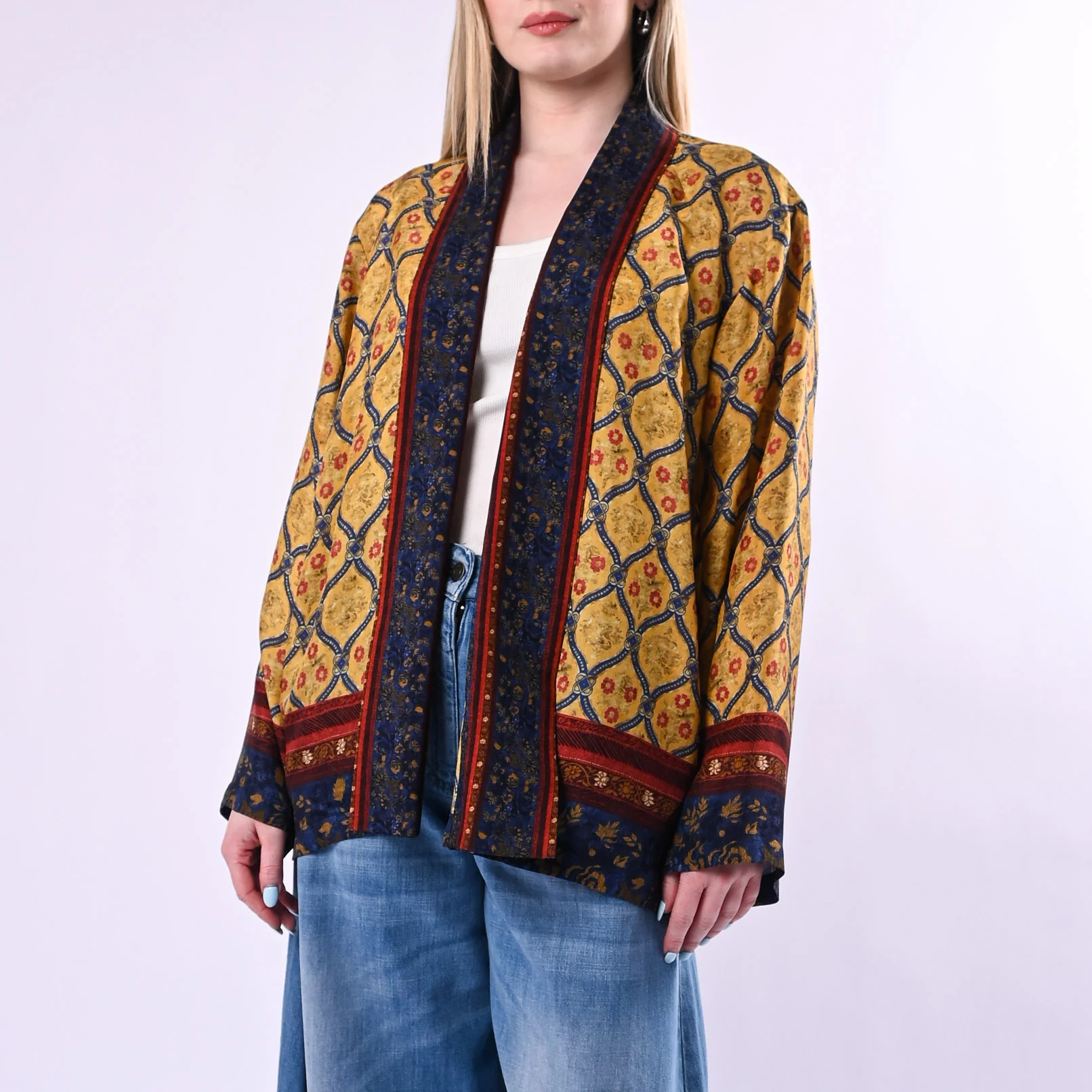 WU'SIDE - GIACCA/KIMONO FANTASIA FLOREALE ART.26552/G - GIALLO