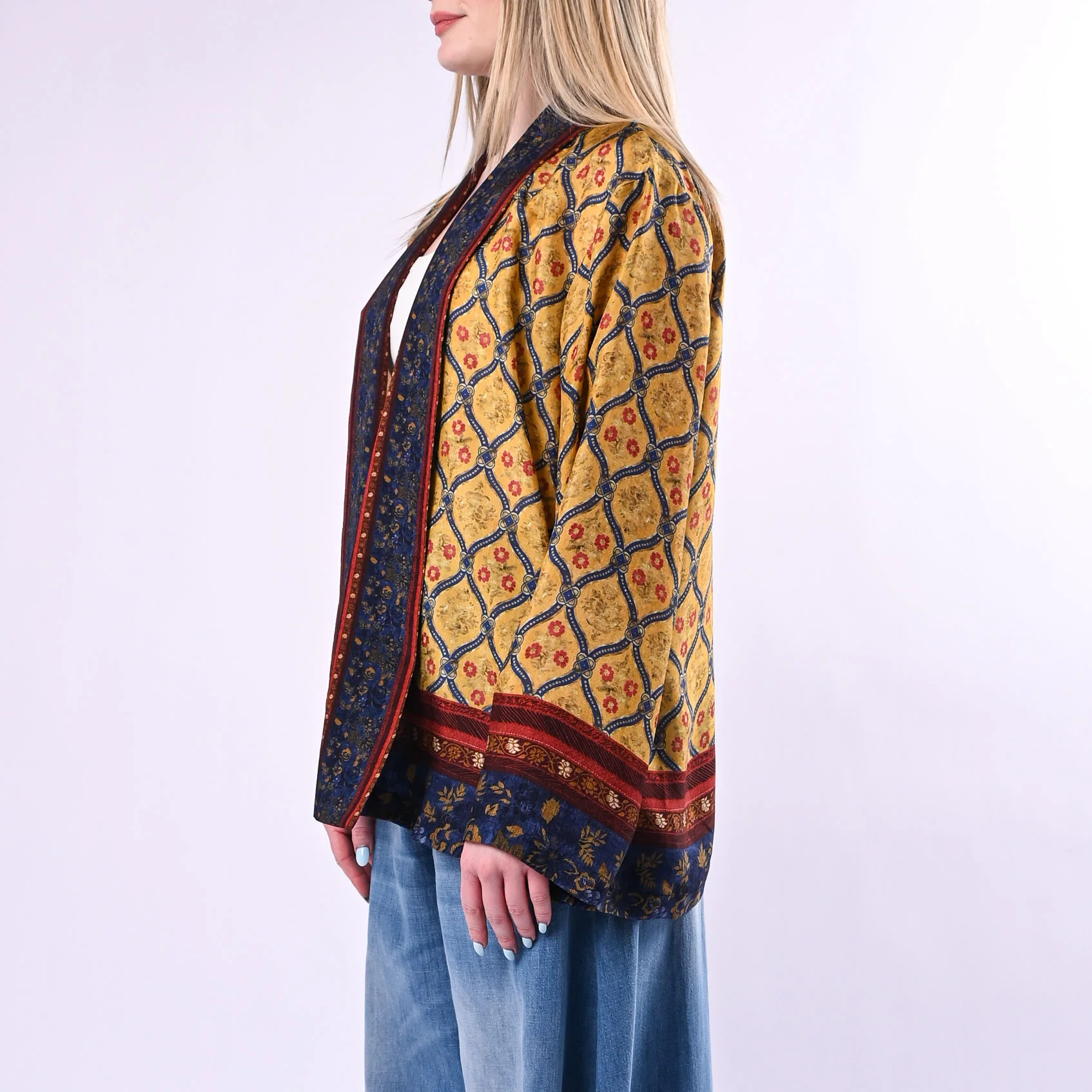 WU'SIDE - GIACCA/KIMONO FANTASIA FLOREALE ART.26552/G - GIALLO - Image 3