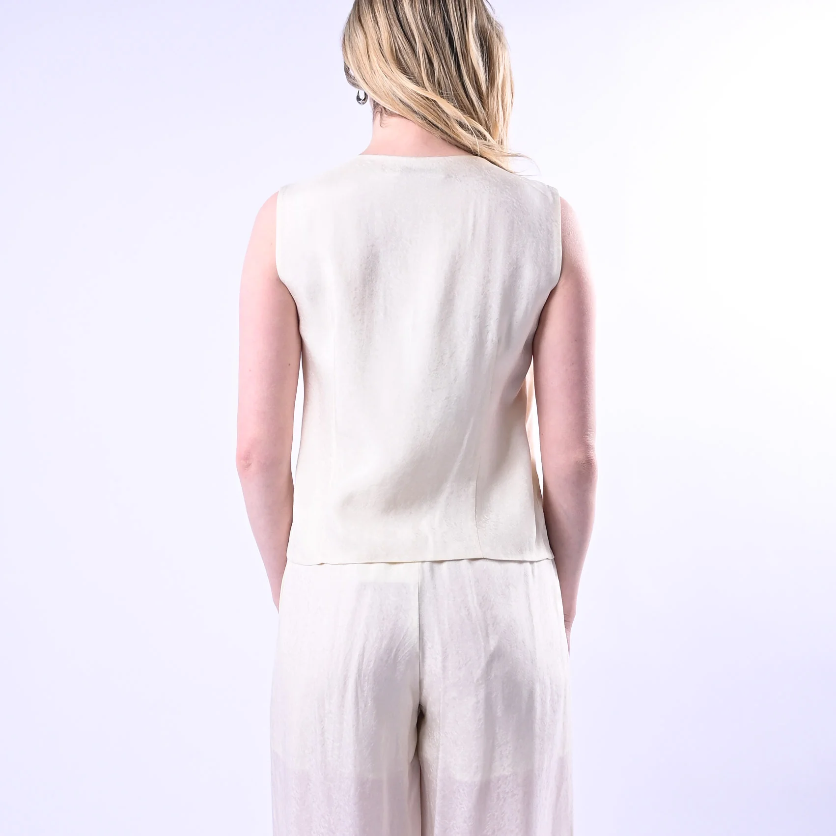 WU'SIDE - GILET FLUIDO CON BOTTONI GIOIELLO ART.26293 - AVORIO - Image 5