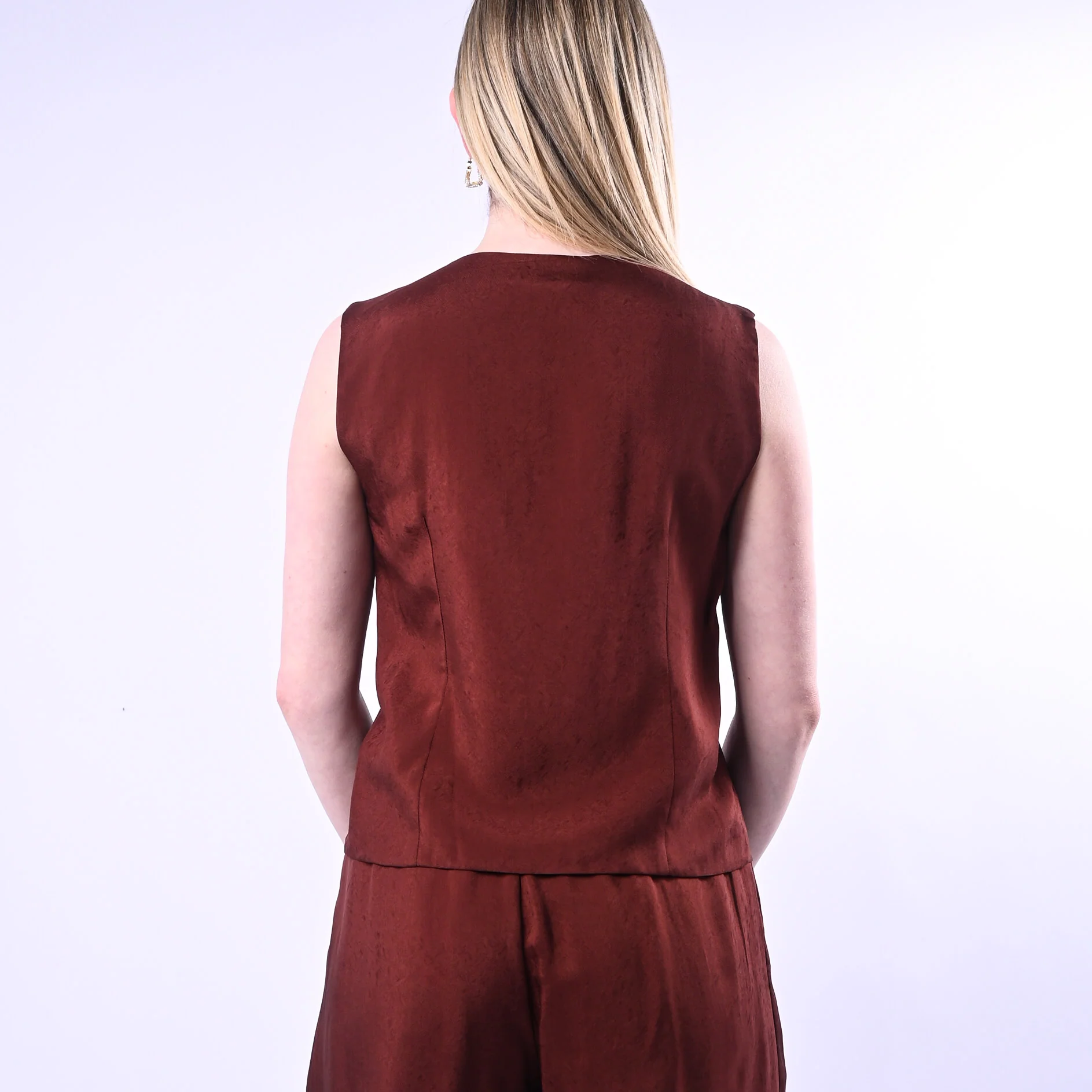 WU'SIDE - GILET FLUIDO CON BOTTONI GIOIELLO ART.26293 - MORO - Image 5