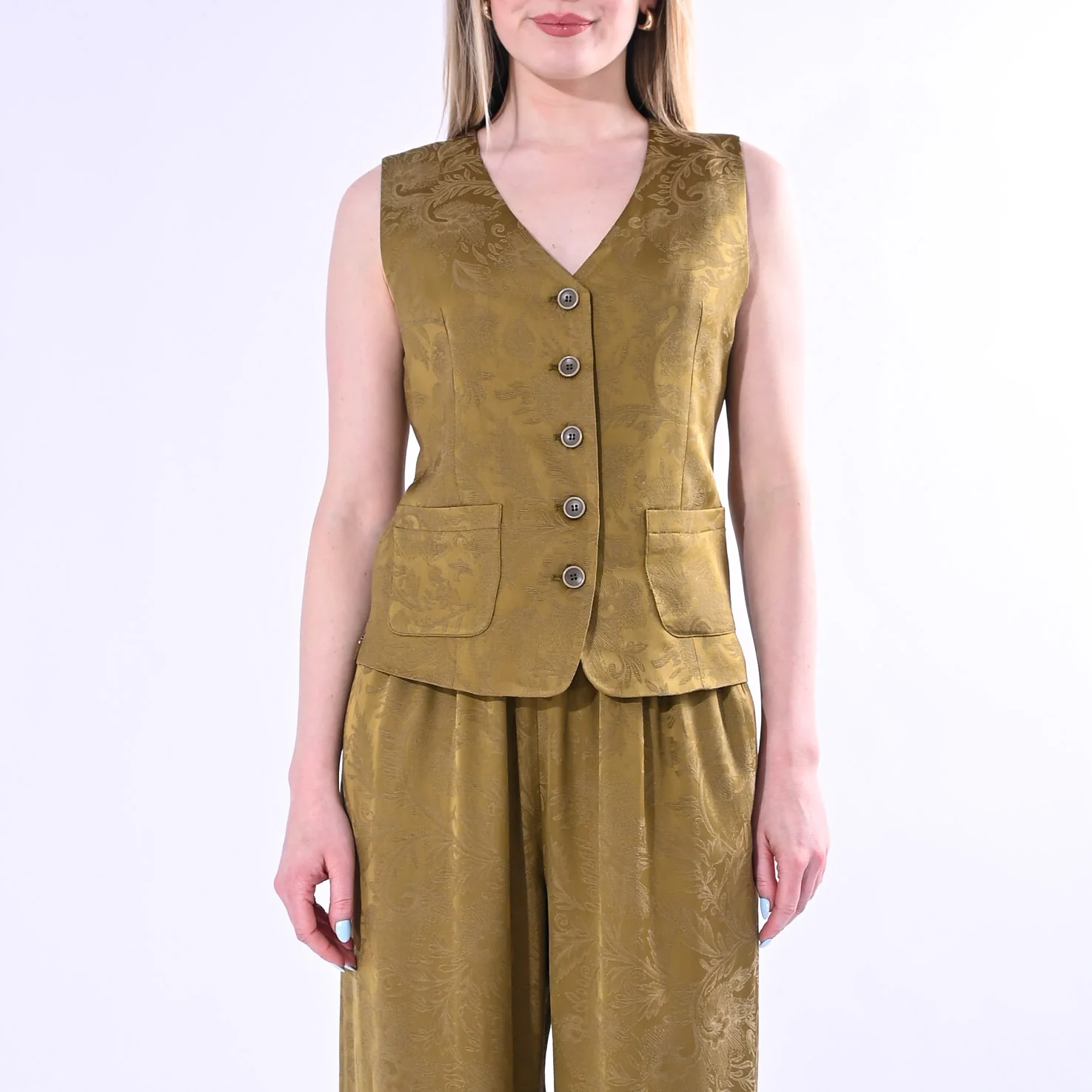 WU'SIDE - GILET JAQUARD IN VISCOSA ART.26607/S - SENAPE - Image 2