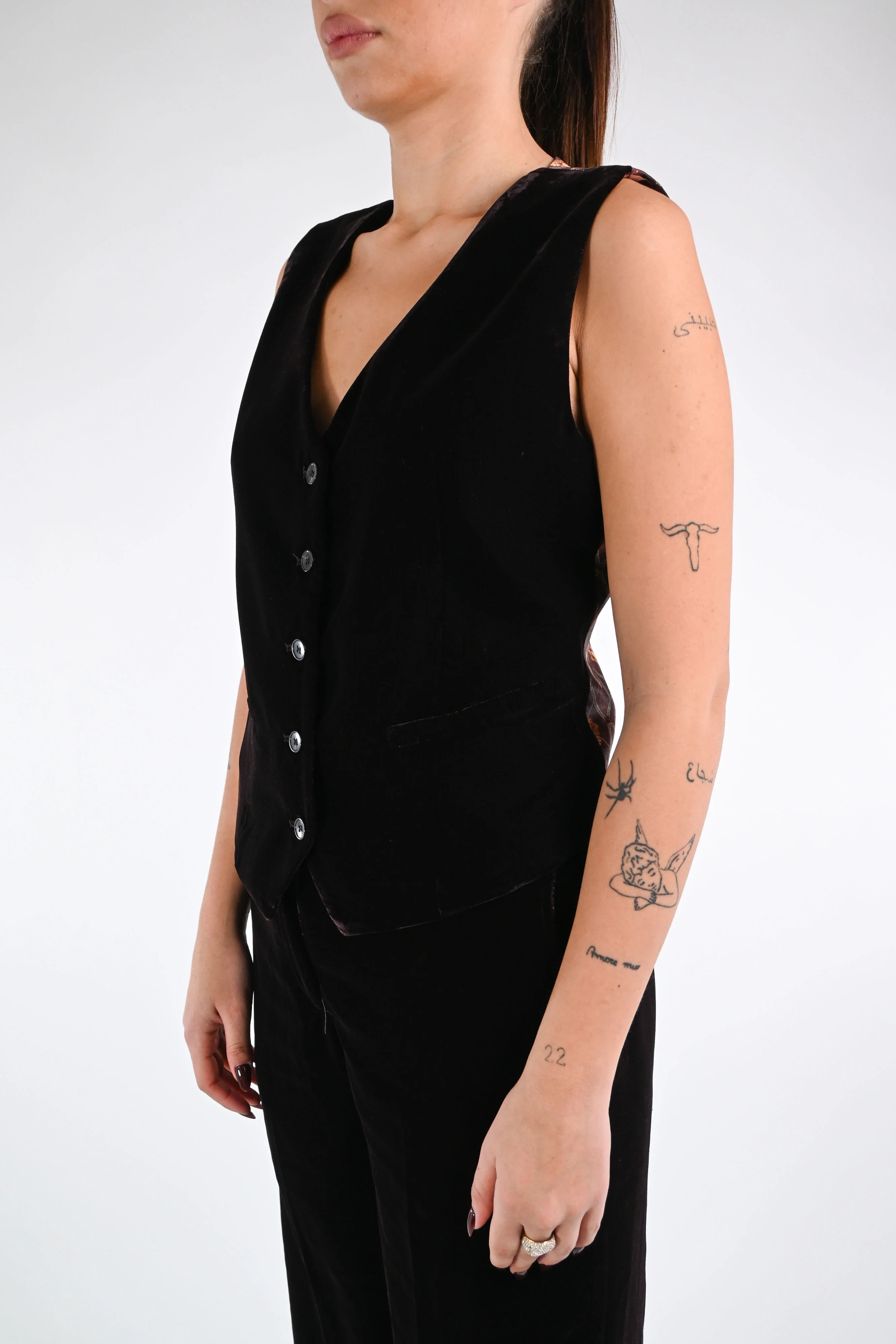 WU'SIDE - GILET VELLUTO LISCIO ART.25662 - MORO - Image 3