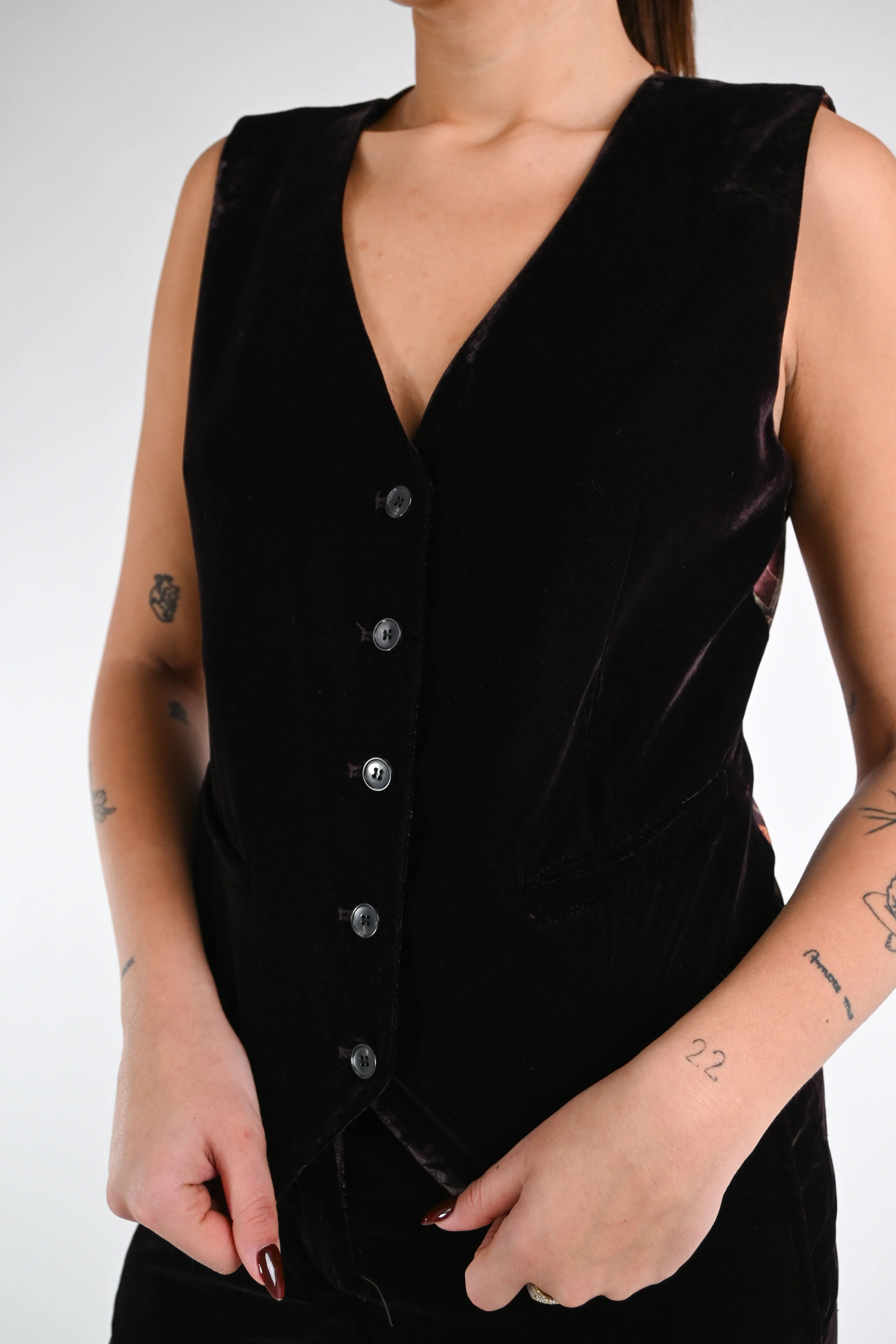 WU'SIDE - GILET VELLUTO LISCIO ART.25662 - MORO - Image 5