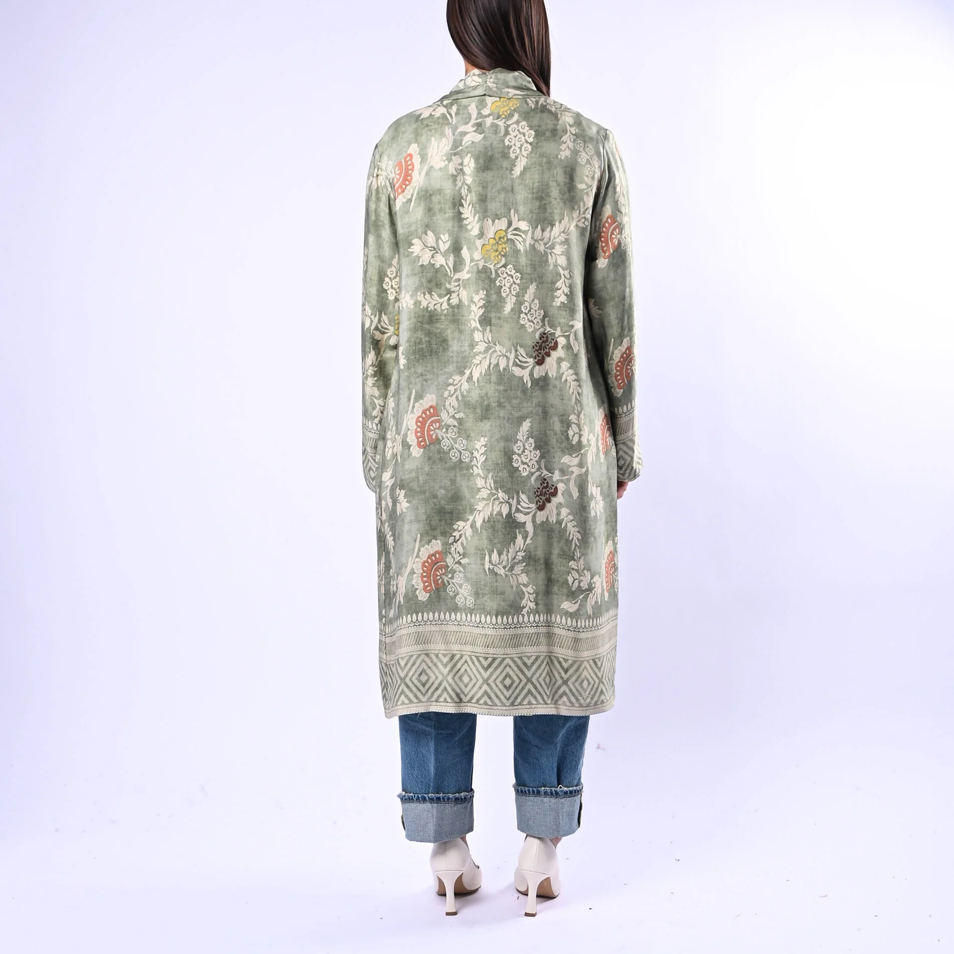 WU'SIDE - KIMONO MEDIO FANTASIA FLOREALE ART.25288N - VERDE/BEIGE - Image 4