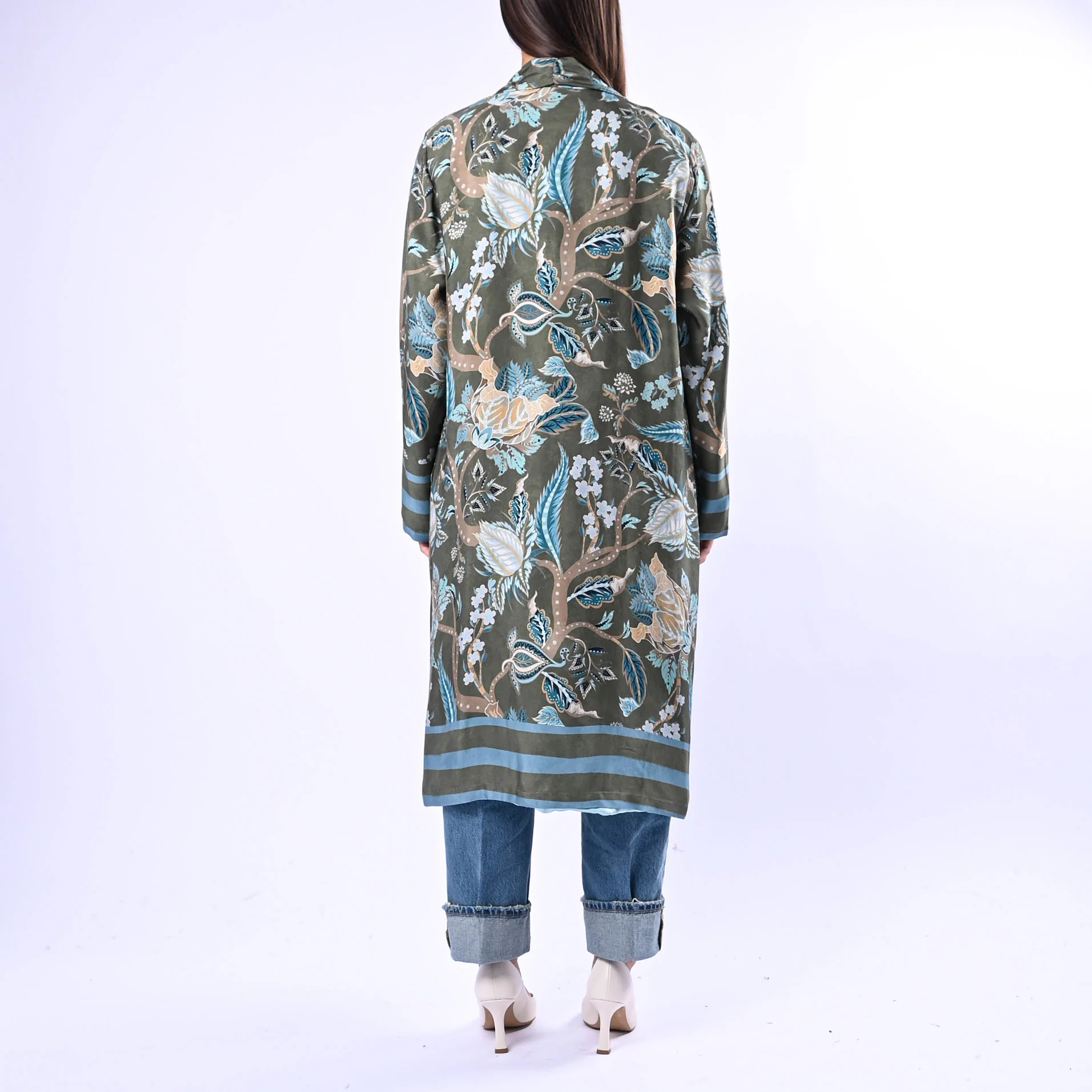 WU'SIDE - KIMONO MEDIO FANTASIA FLOREALE ART.25288N - VERDE/TURCHESE - Image 4