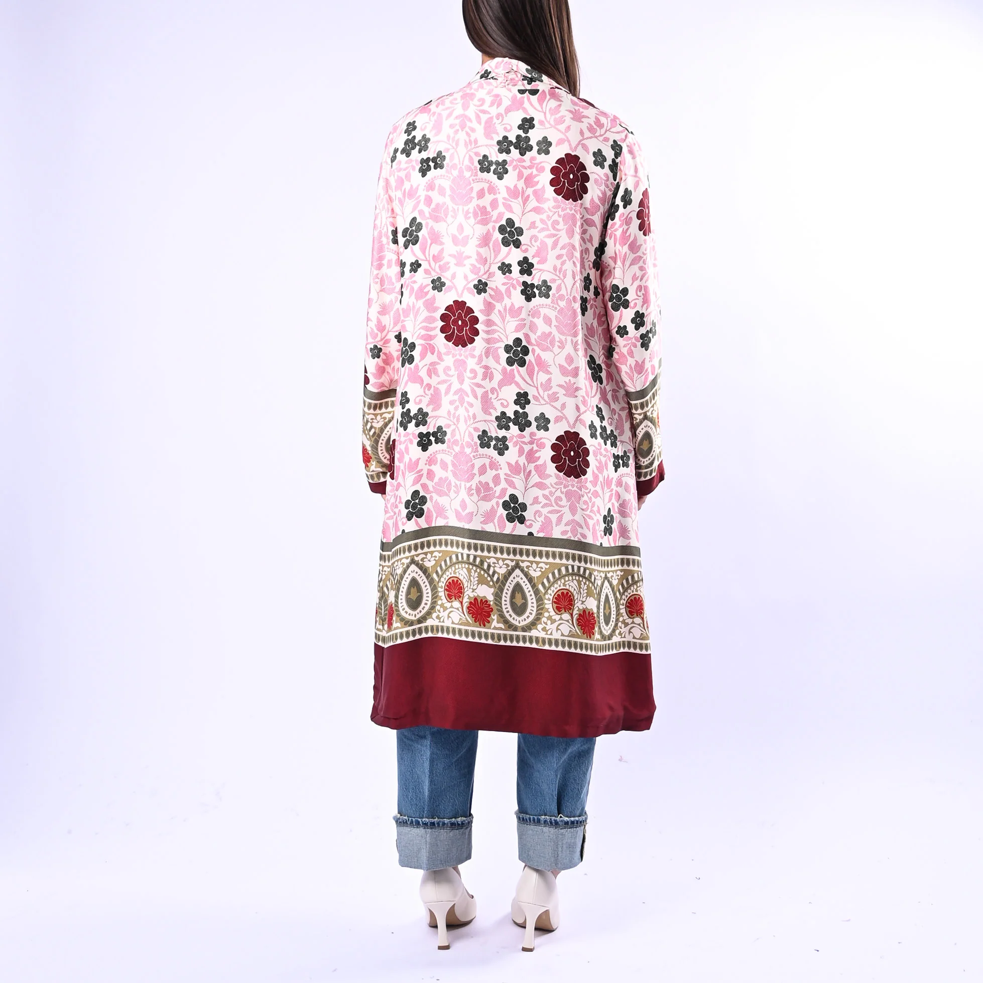WU'SIDE - KIMONO MEDIO FANTASIA FLOREALE ART.26268 - ROSA/VERDE/BORDEAUX - Image 4