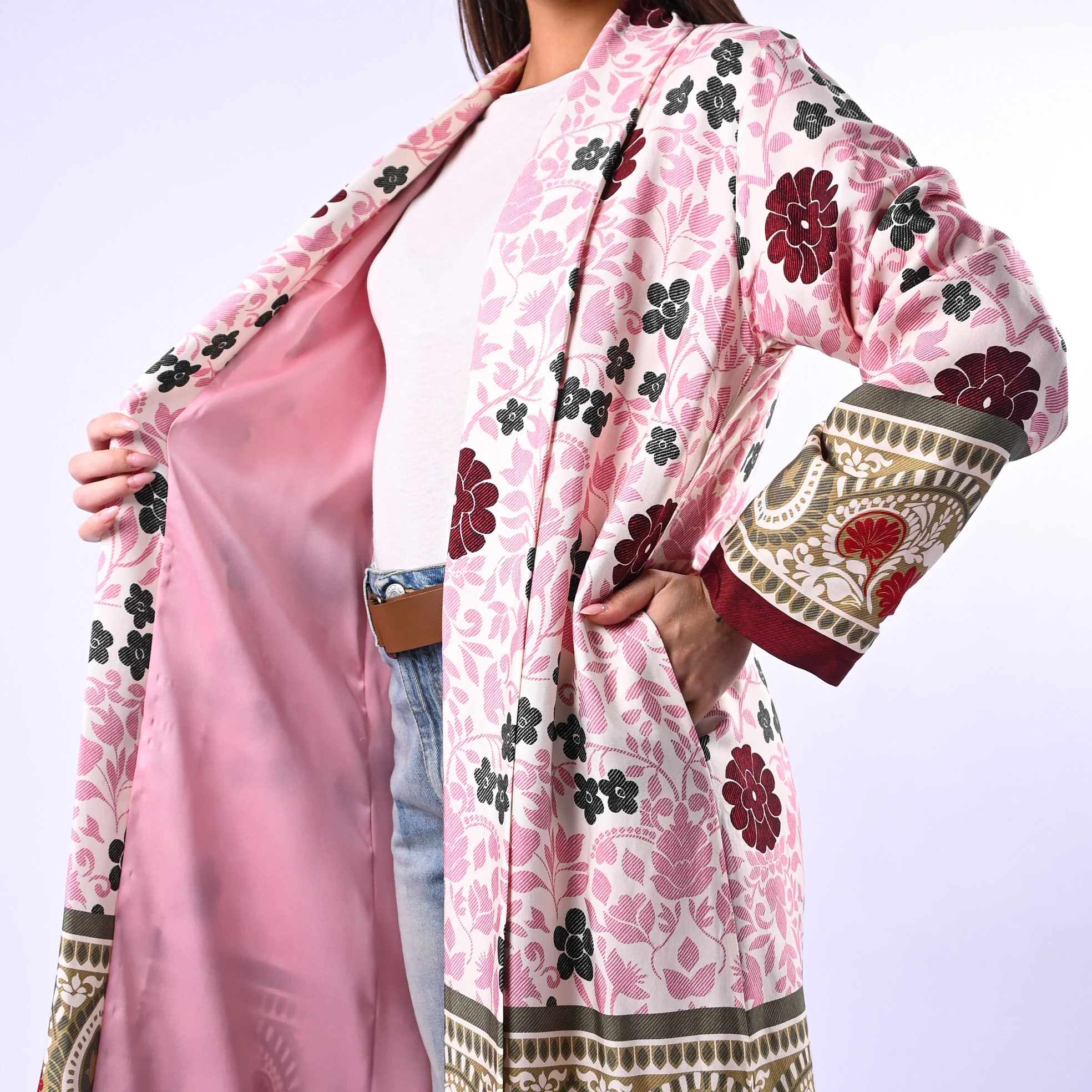 WU'SIDE - KIMONO MEDIO FANTASIA FLOREALE ART.26268 - ROSA/VERDE/BORDEAUX - Image 5