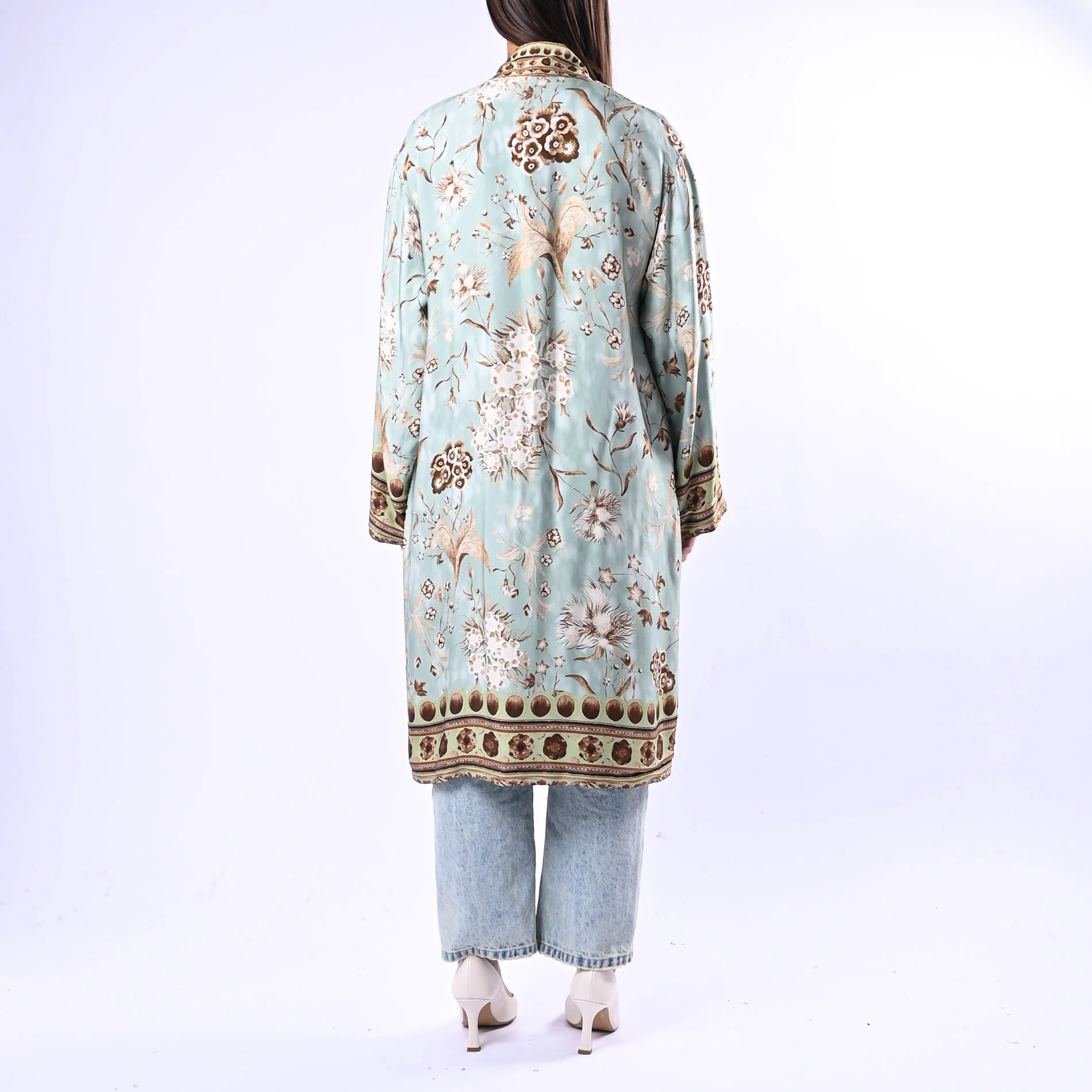 WU'SIDE - KIMONO MEDIO FANTASIA FLOREALE ART.26298 - MENTA/BEIGE - Image 4