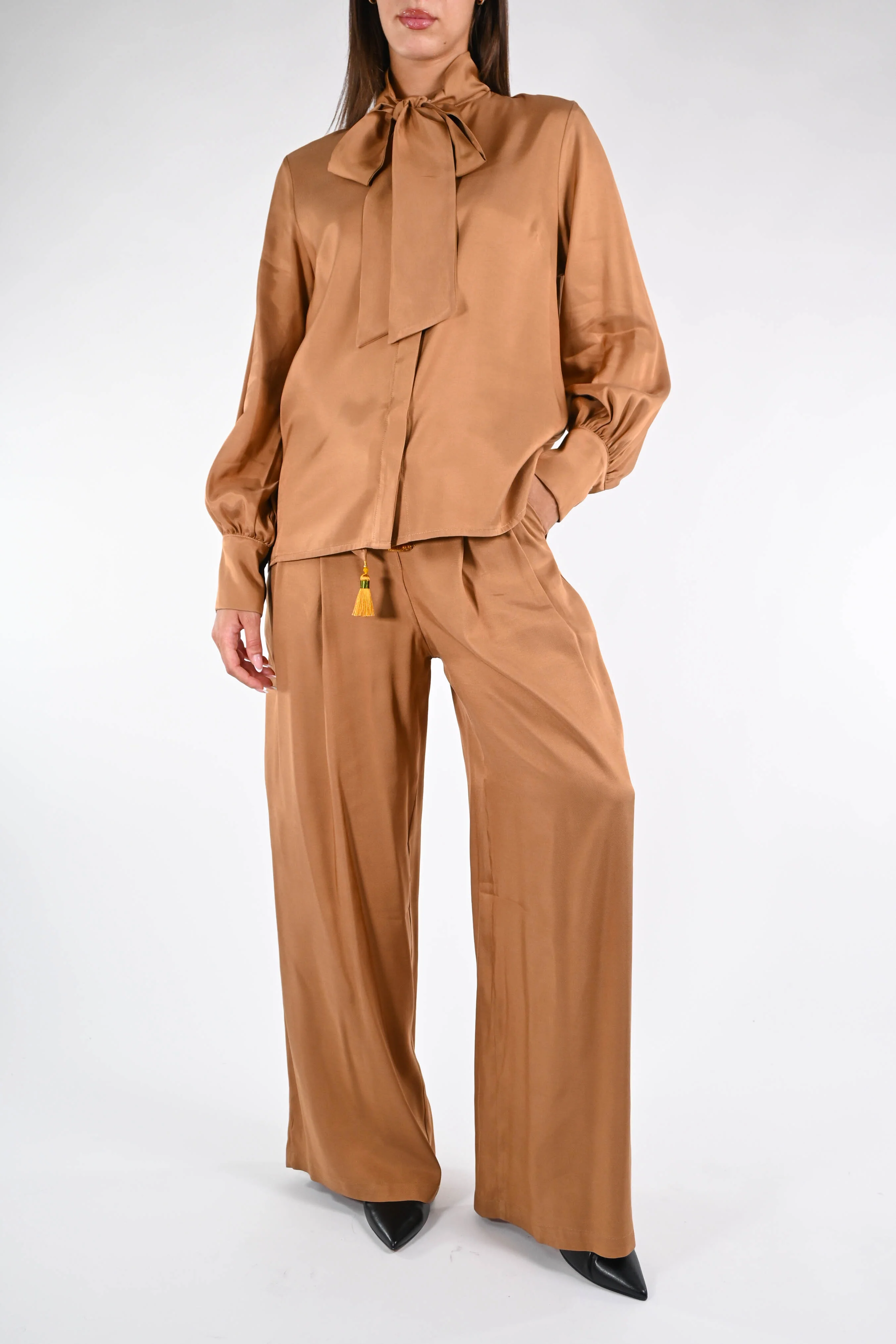 WU'SIDE - PANTALONE PALAZZO FLUIDO ART.25692 - CAMMELLO - Image 6