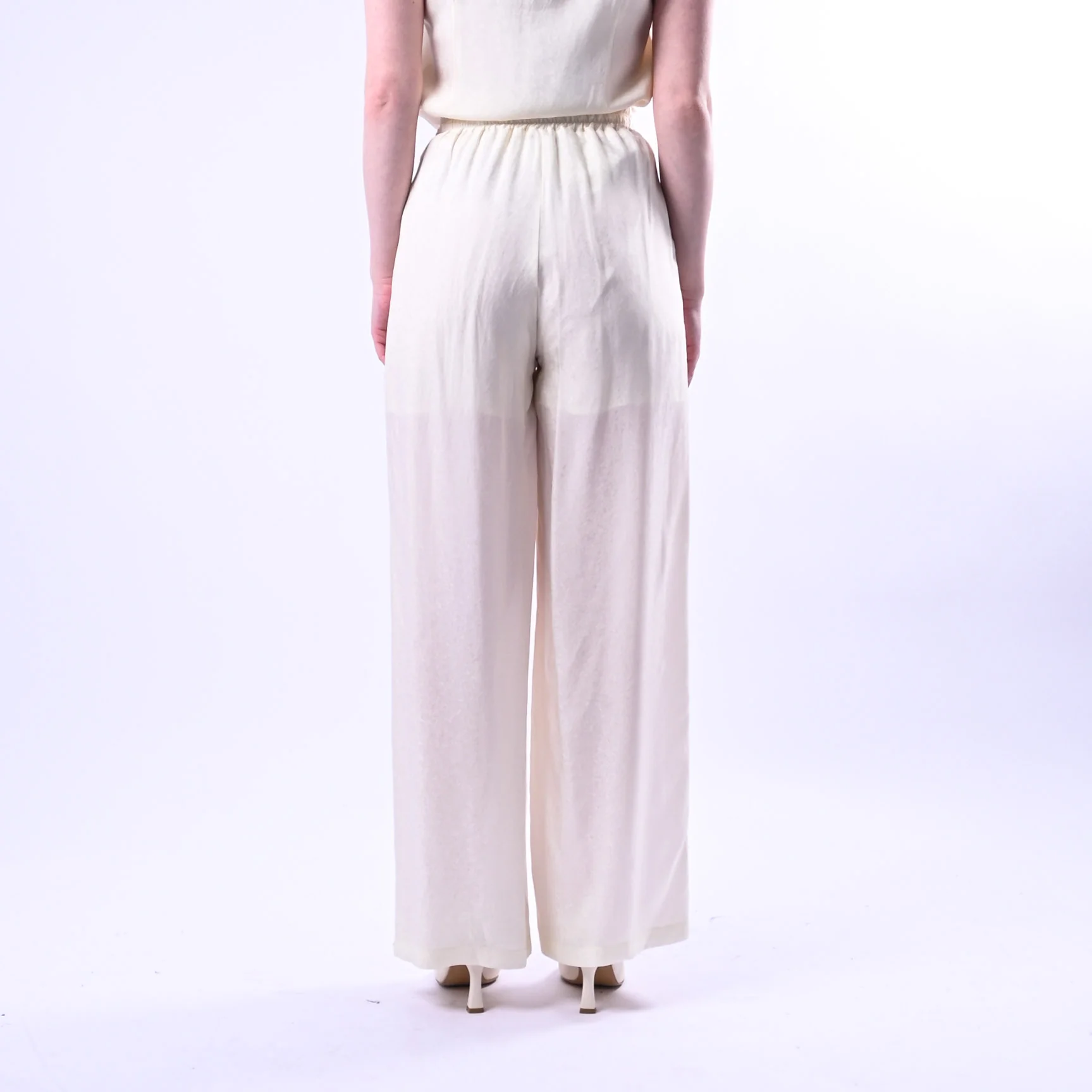 WU'SIDE - PANTALONE PALAZZO FLUIDO CON COULISSE ART.26289 - AVORIO - Image 3