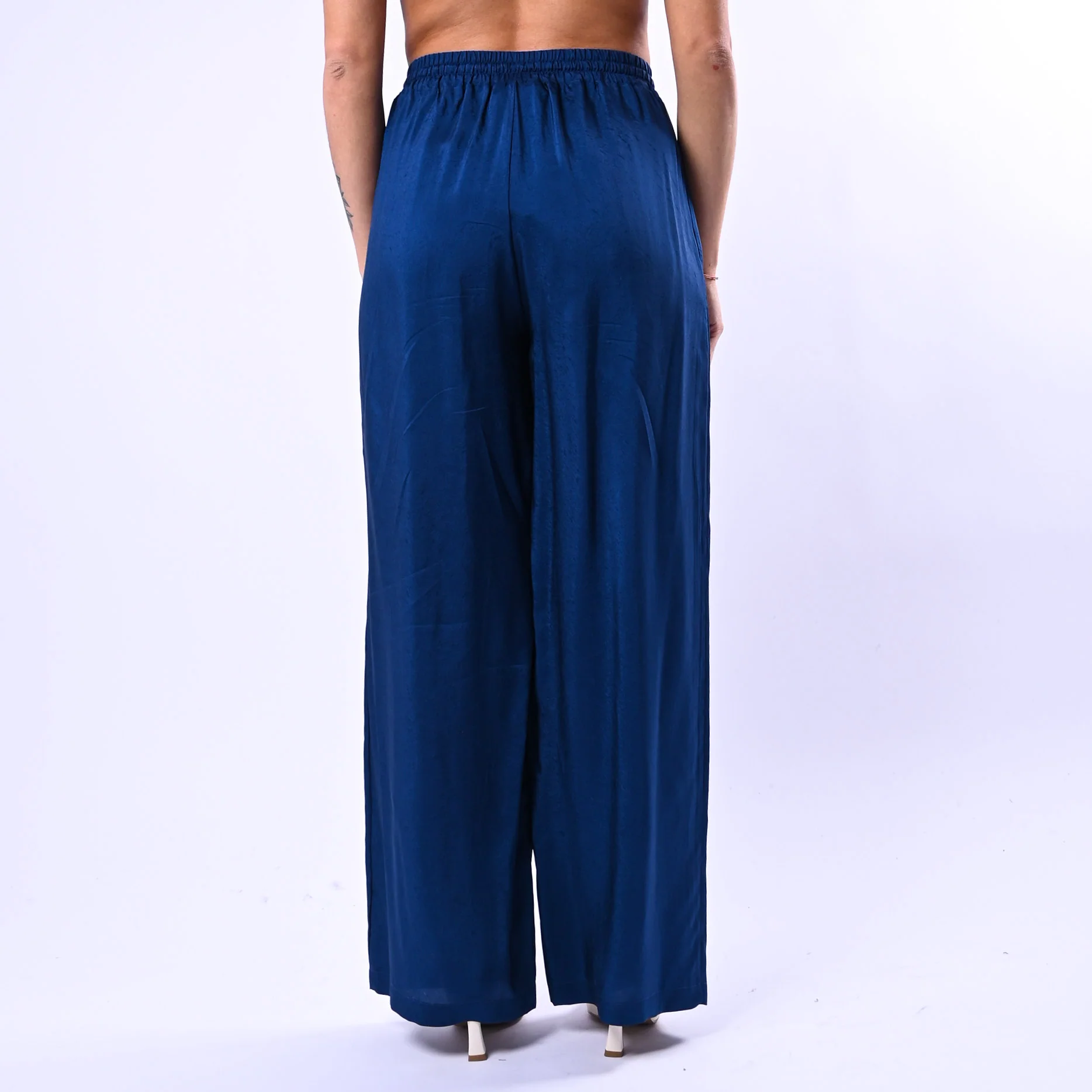 WU'SIDE - PANTALONE PALAZZO FLUIDO CON COULISSE ART.26289 - BLU - Image 4