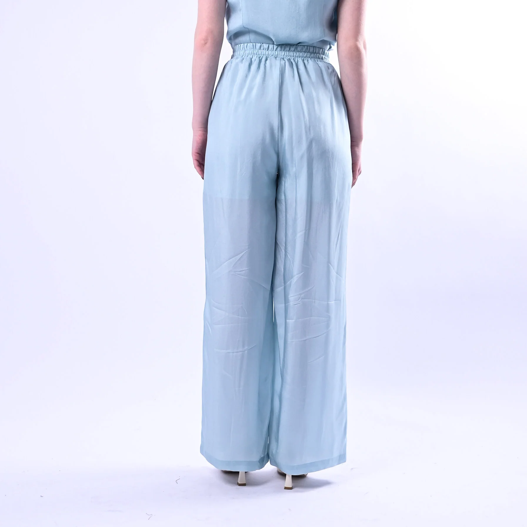 WU'SIDE - PANTALONE PALAZZO FLUIDO CON COULISSE ART.26289 - CIELO - Image 4