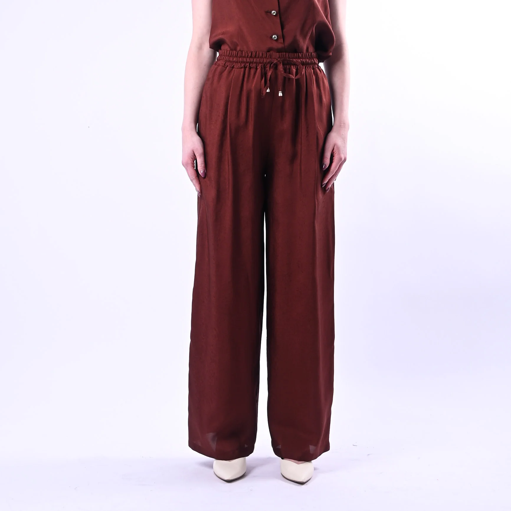 WU'SIDE - PANTALONE PALAZZO FLUIDO CON COULISSE ART.26289 - MORO - Image 2
