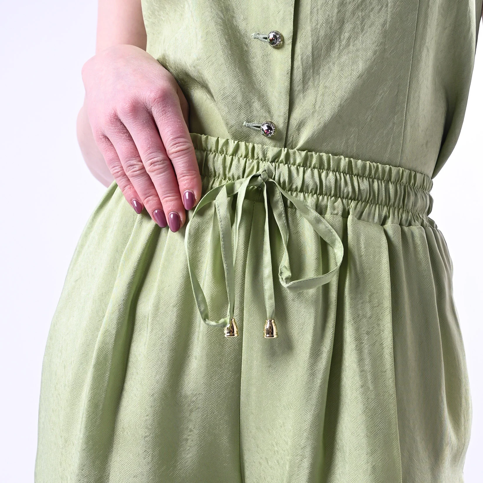 WU'SIDE - PANTALONE PALAZZO FLUIDO CON COULISSE ART.26289 - SALVIA - Image 5