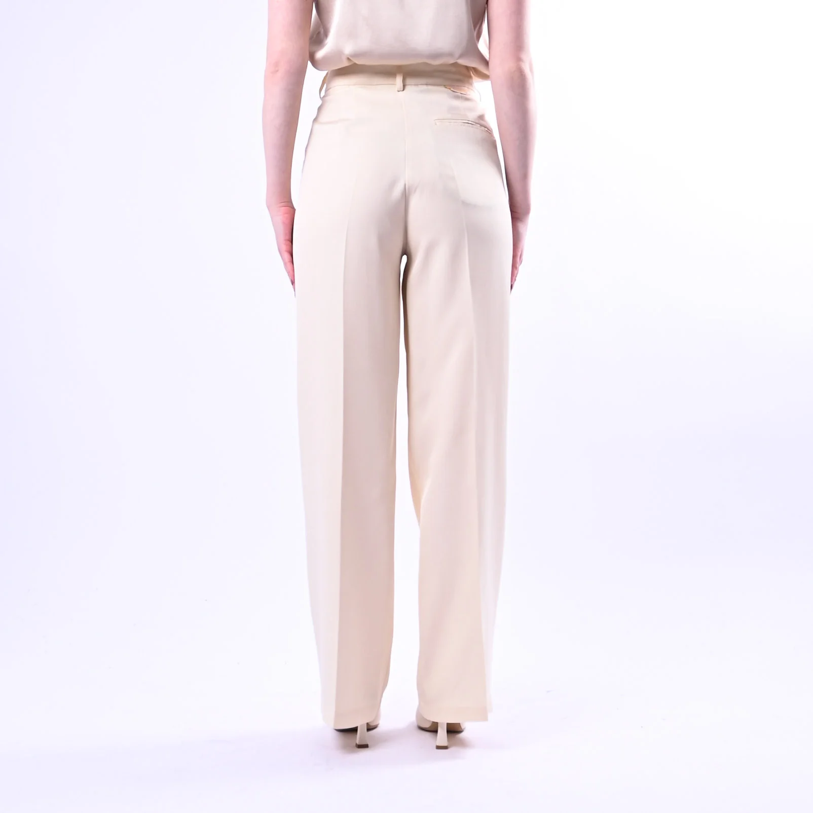 WU'SIDE - PANTALONE PALAZZO FLUIDO IN VISCOSA ART.26006 - AVORIO - Image 4