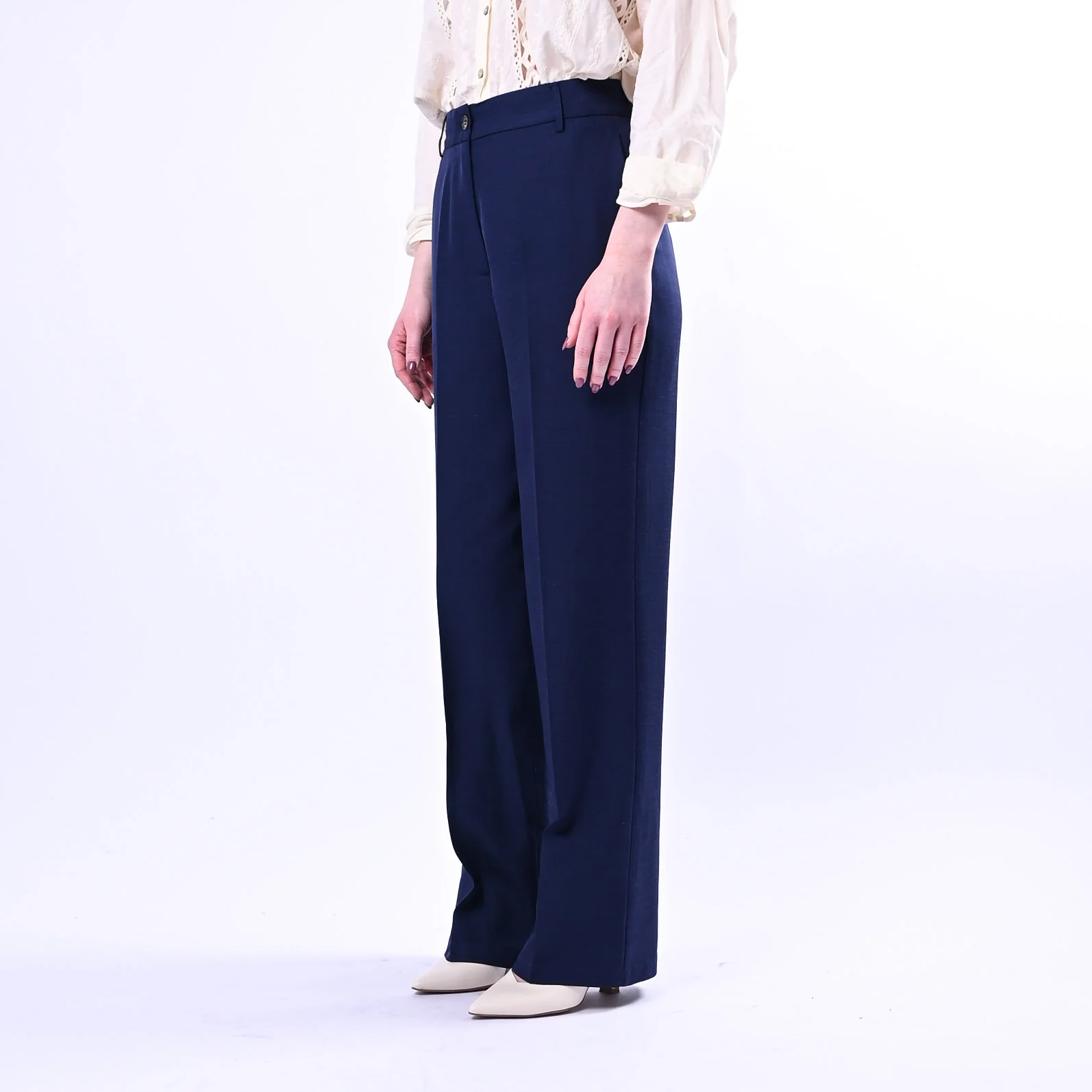 WU'SIDE - PANTALONE PALAZZO FLUIDO IN VISCOSA ART.26006 - BLU - Image 3