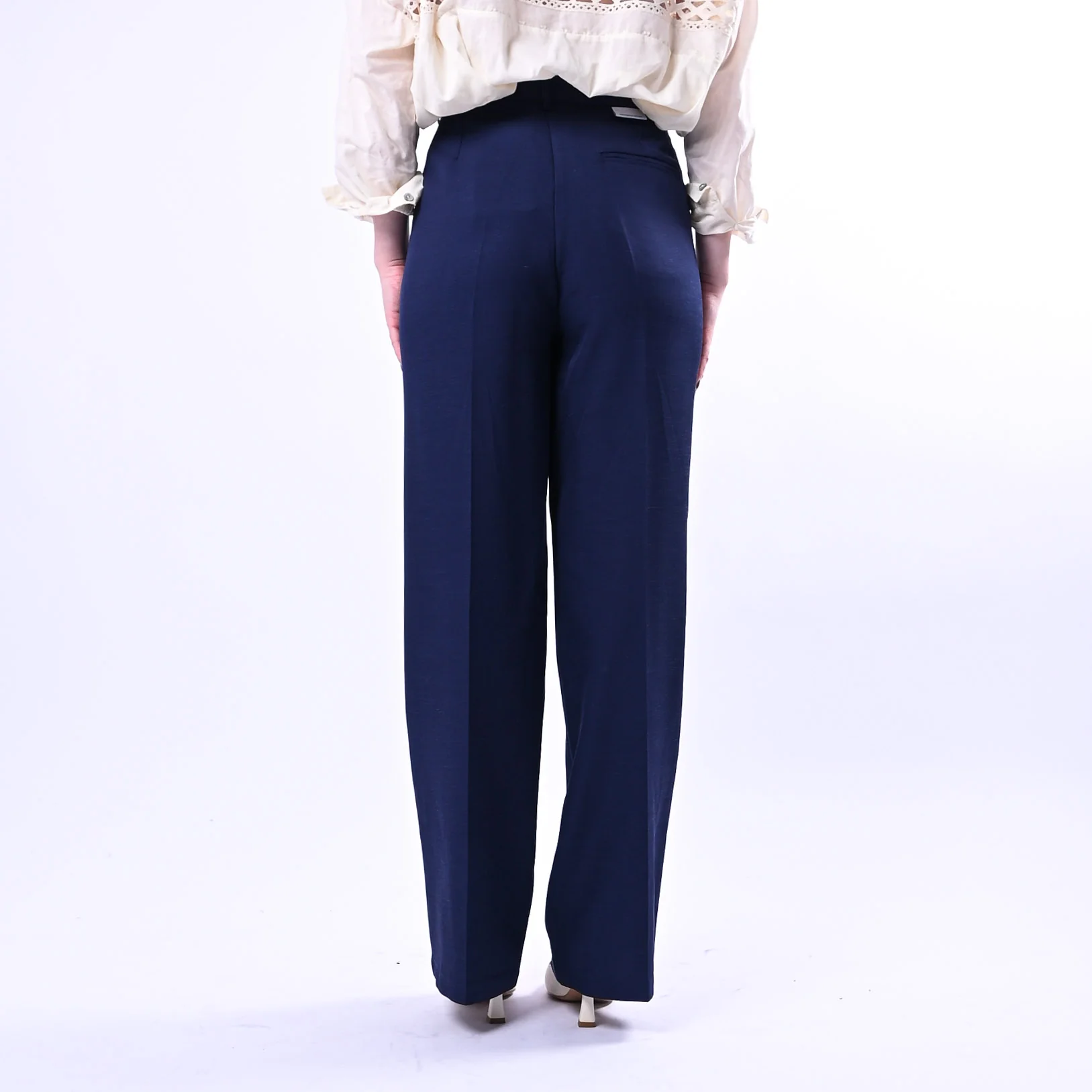WU'SIDE - PANTALONE PALAZZO FLUIDO IN VISCOSA ART.26006 - BLU - Image 4