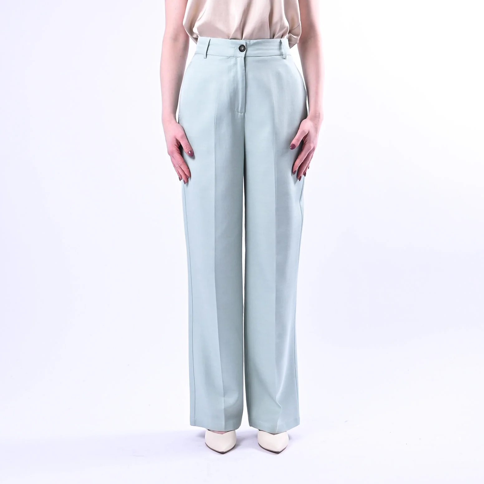 WU'SIDE - PANTALONE PALAZZO FLUIDO IN VISCOSA ART.26006 - POLVERE - Image 2