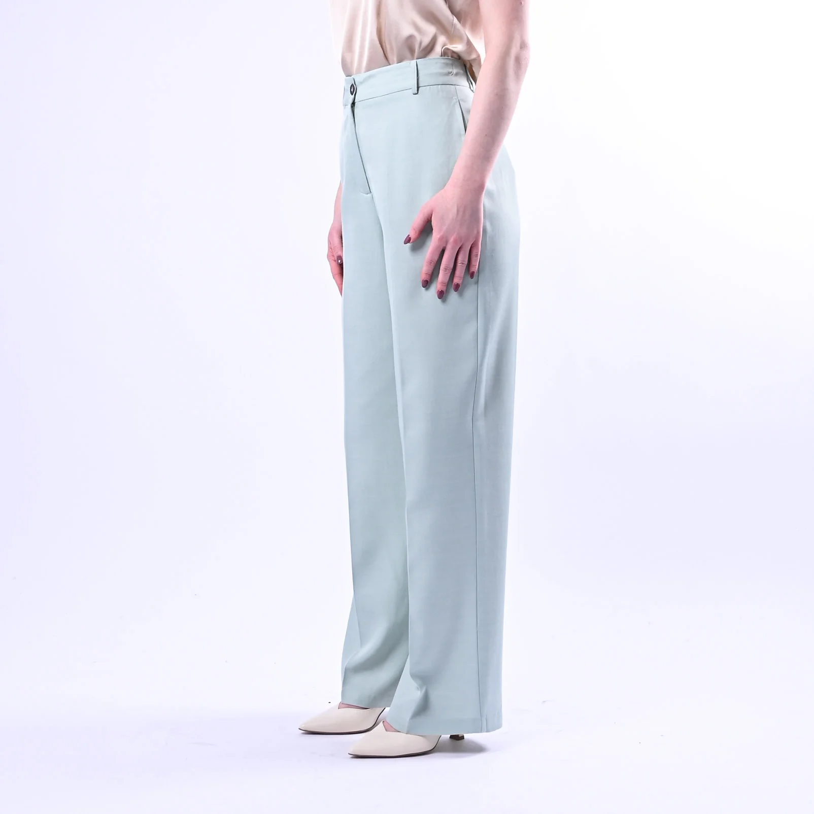 WU'SIDE - PANTALONE PALAZZO FLUIDO IN VISCOSA ART.26006 - POLVERE - Image 3